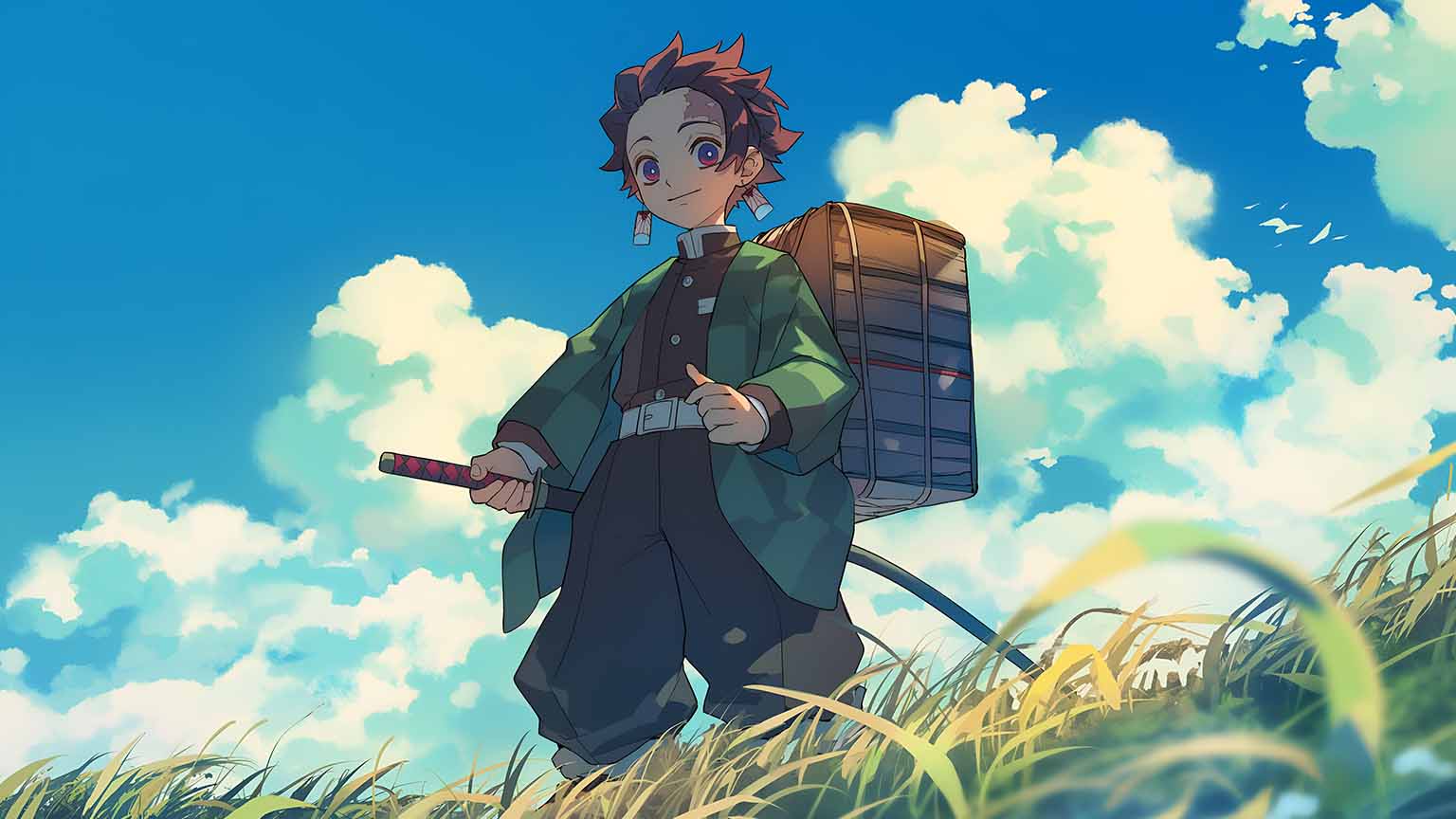 1536x864 Demon Slayer Tanjiro Peaceful Landscape Desktop Wallpaper 4K
