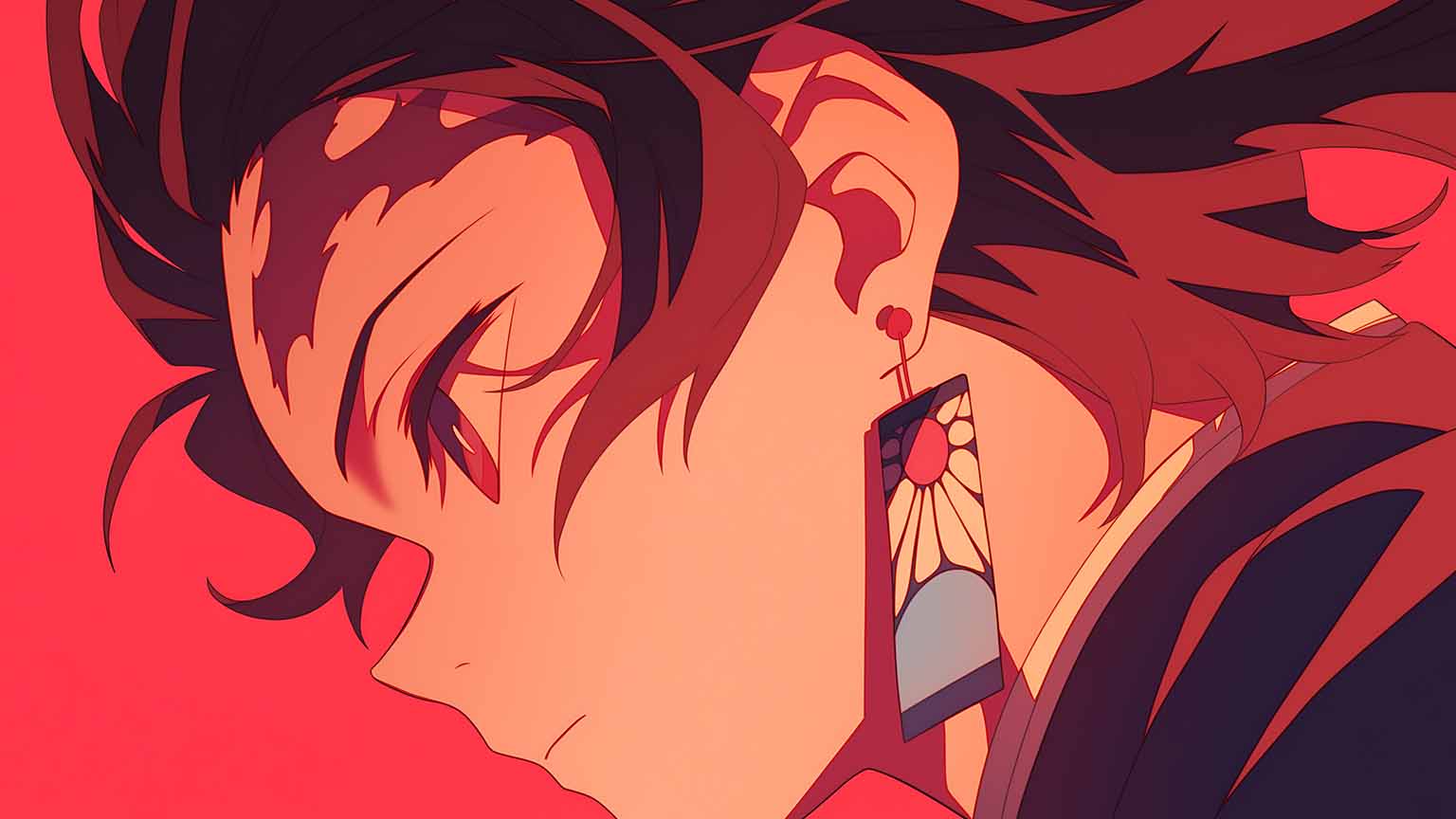1536x864 Demon Slayer Tanjiro Hanafuda Earring Desktop Wallpaper 4k