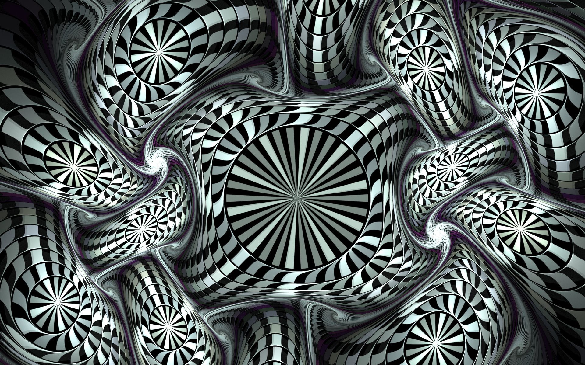 1920x1200 Hypnotic Fractal: Black & White 3D Art HD Wallpaperx1200
