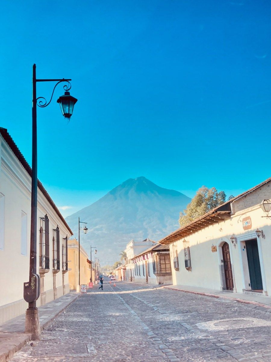 900x1199 Morning vista of Volcán de Agua towering over Antigua Guatemala