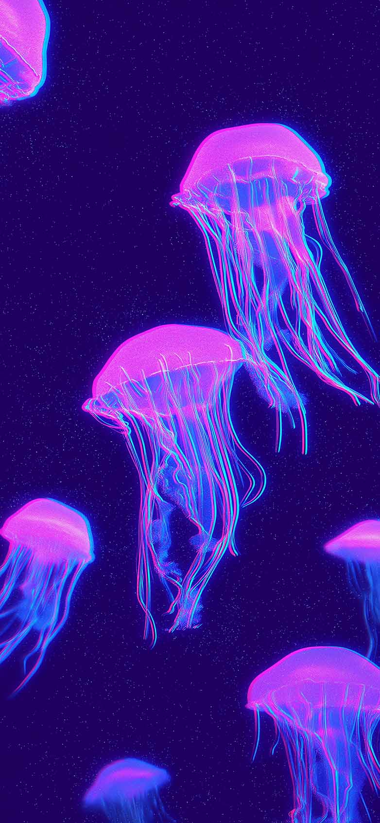 782x1692 Neon Purple Jellyfish Deep Sea Glow Wallpaper