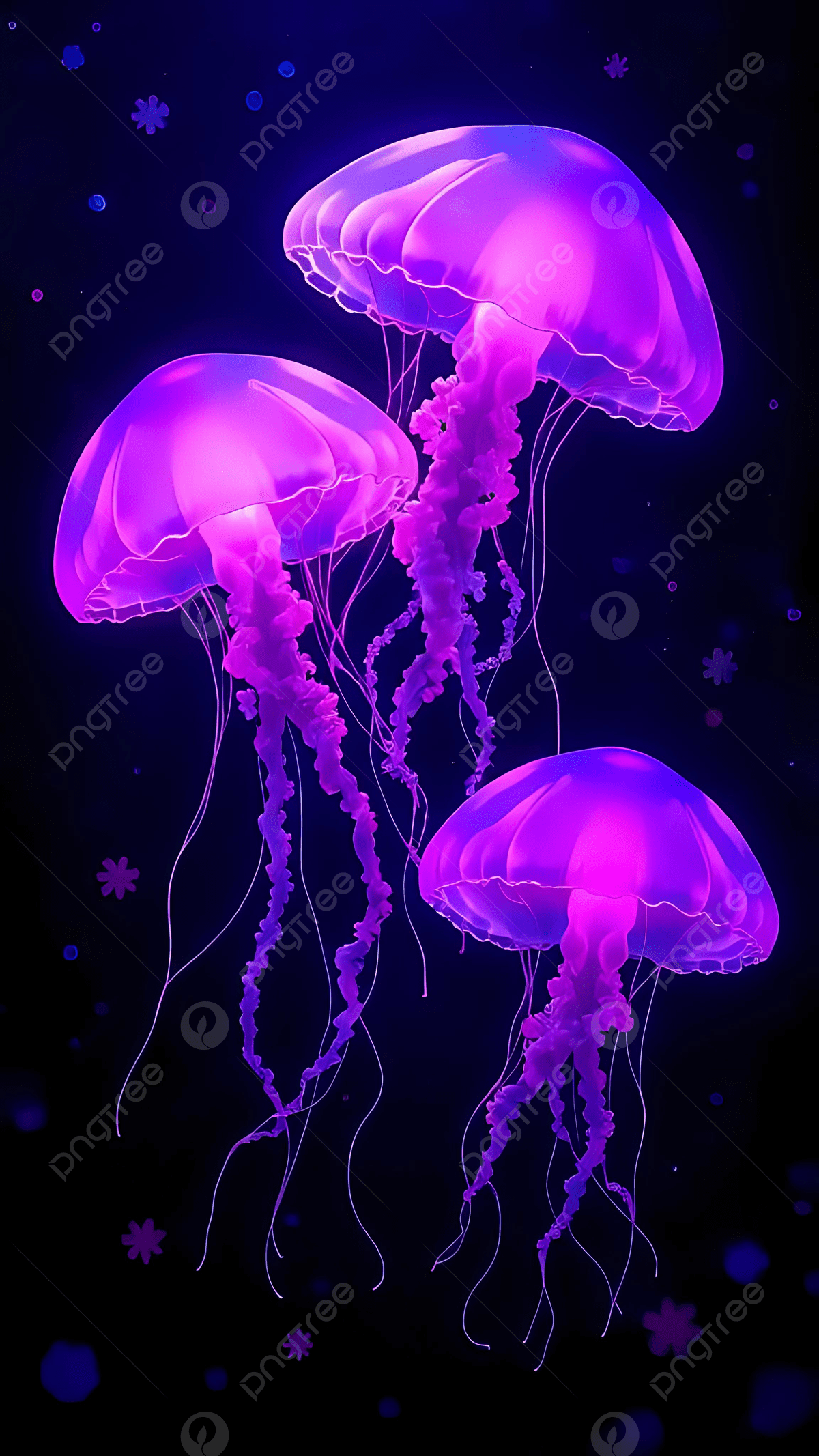 1200x2133 Glowing Purple Jellyfish In The Deep Sea Background Wallpaper Image For Free Download