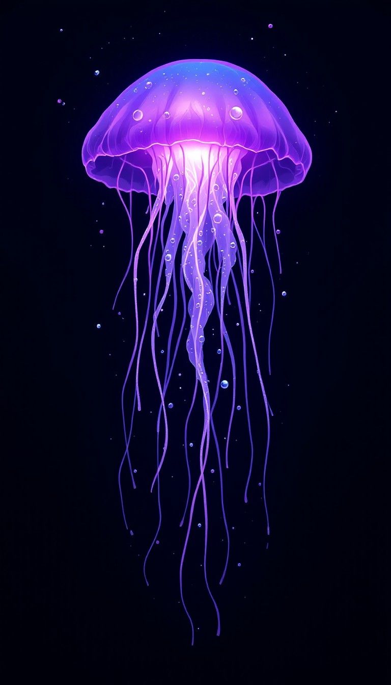 768x1344 Free Glowing Purple Jellyfish Image, Purple, Ocean