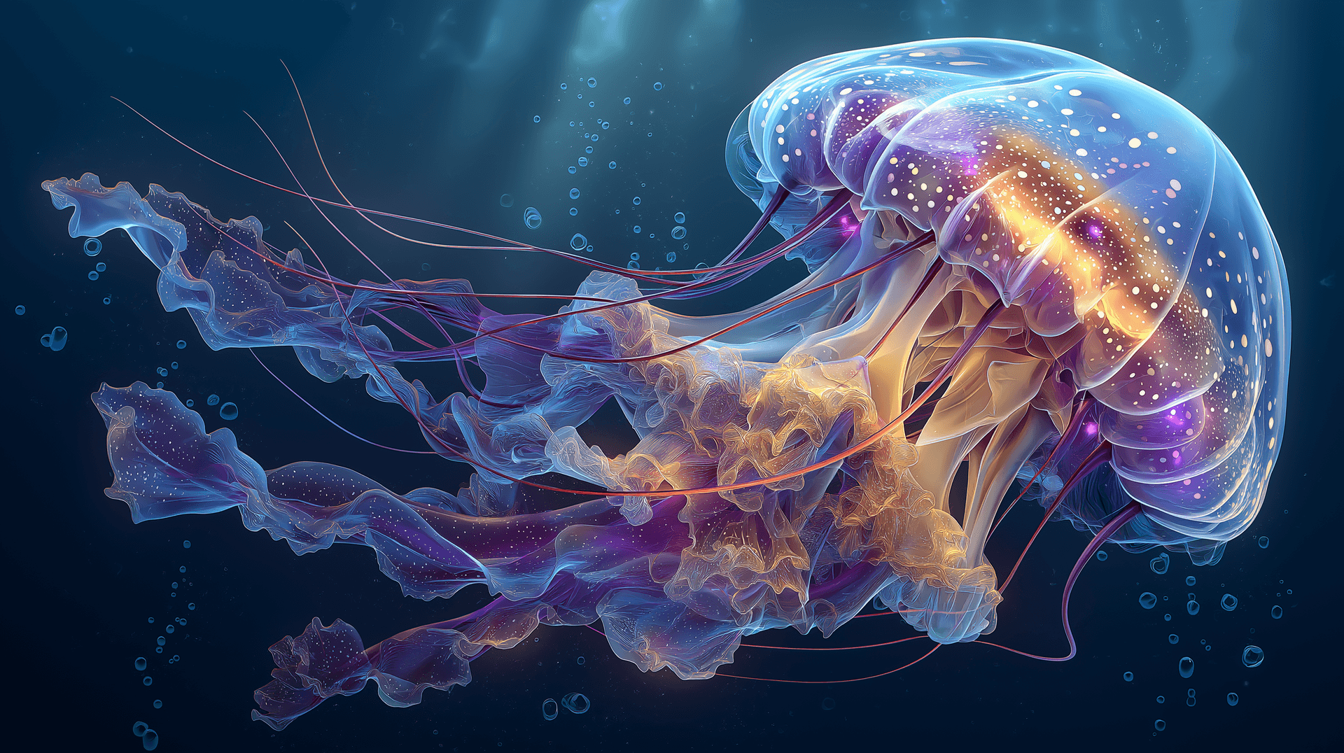 1920x1076 Download Radiant Deep Ocean Jellyfish Wallpaper
