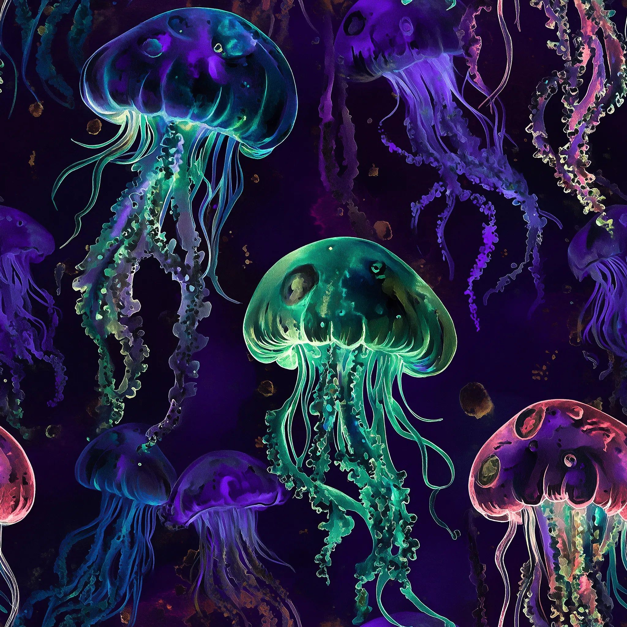 2048x2048 Magic Jellyfish Wallpaper colorful Ocean life indoor