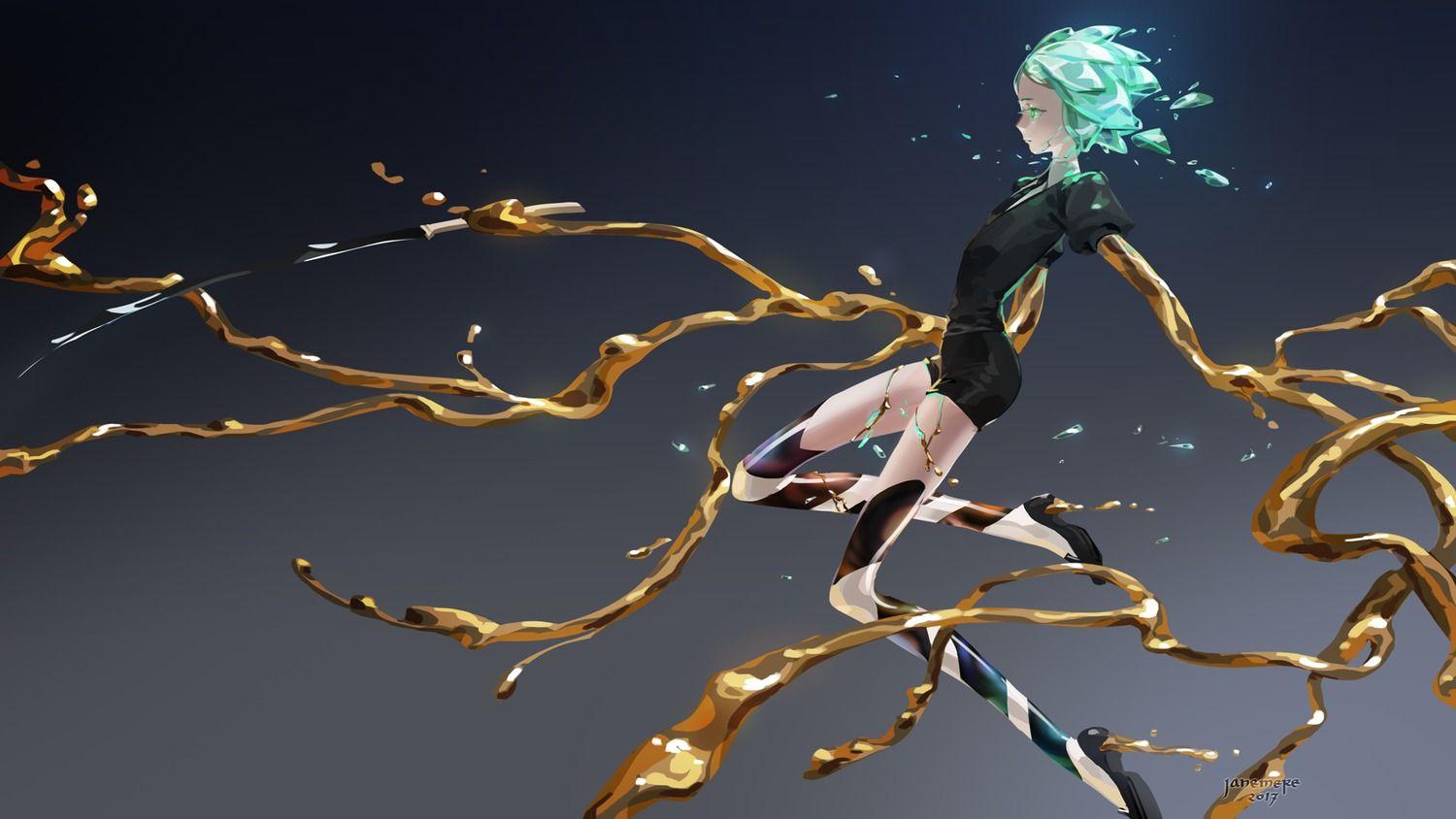 1500x844 janemere houseki no kuni phosphophyllite heels sword thighhighs