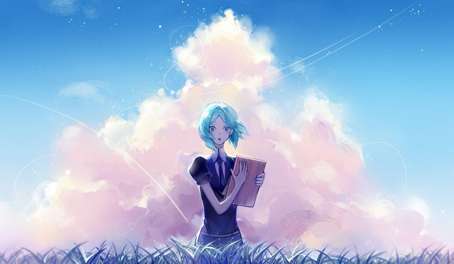 1500x873 anthropomorphism clouds houseki no kuni longyu phosphophyllite