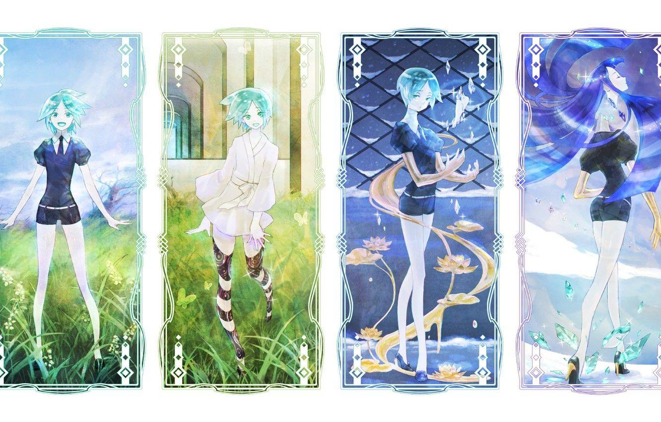 1332x850 Wallpaper collage, anime, art, house no kuni, phosphophyllite