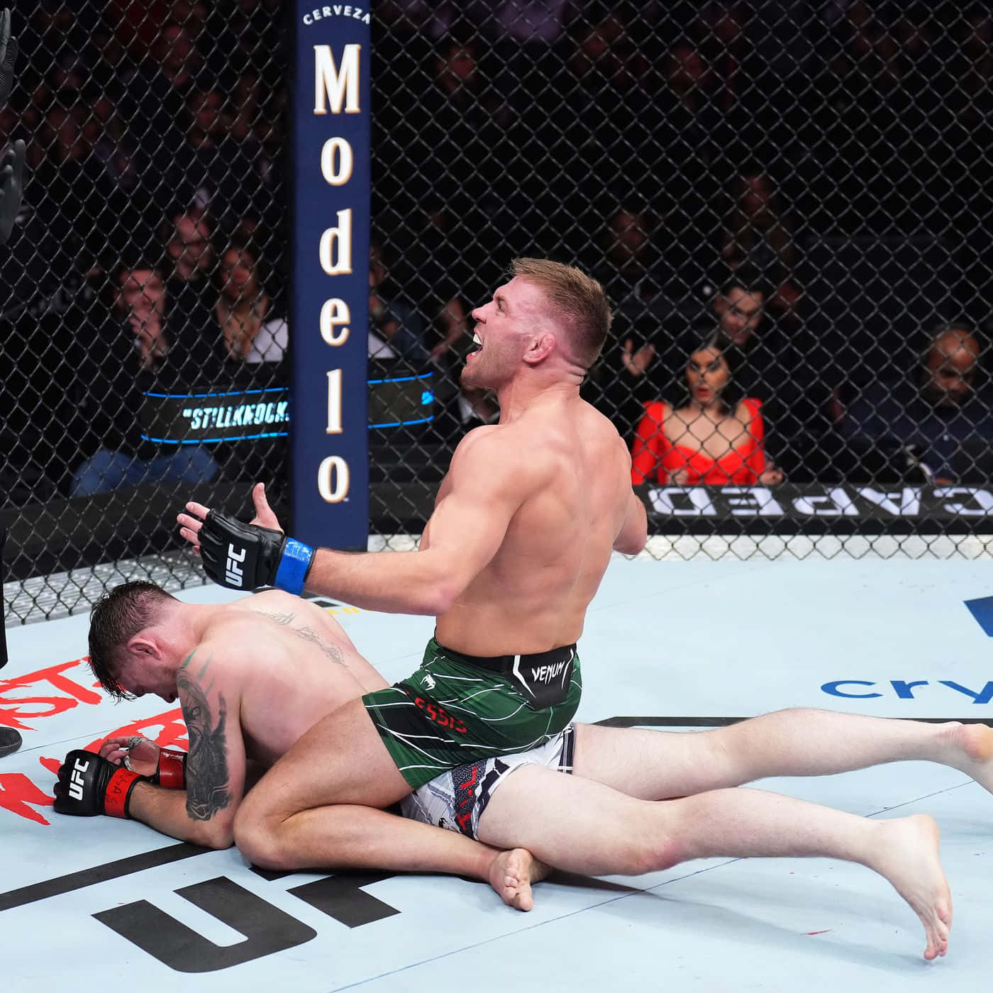 1400x1400 Download Dricus Du Plessis On Opponent Wallpaper