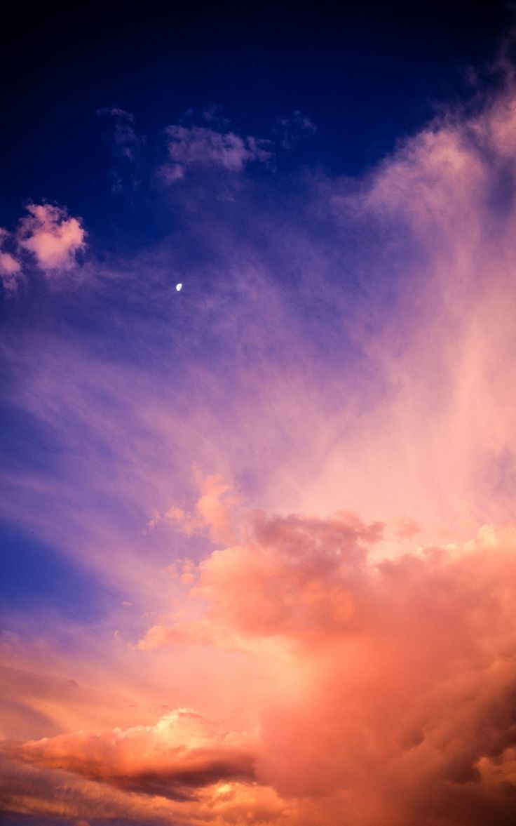 736x1177 Wallpaper twilight atmosphere moon sky clouds