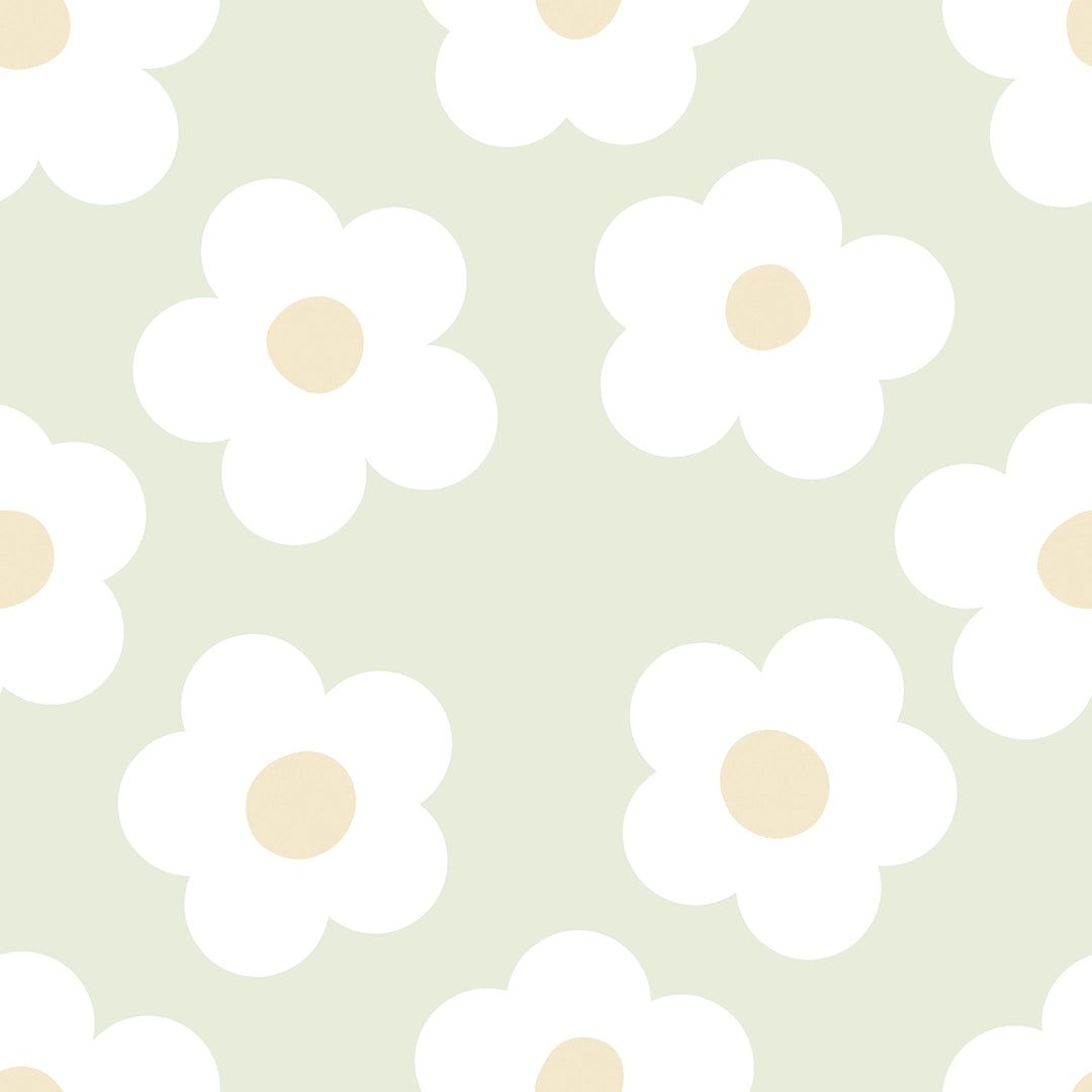 1080x1080 Ditsy Daisy Wallpaper in Soft Green