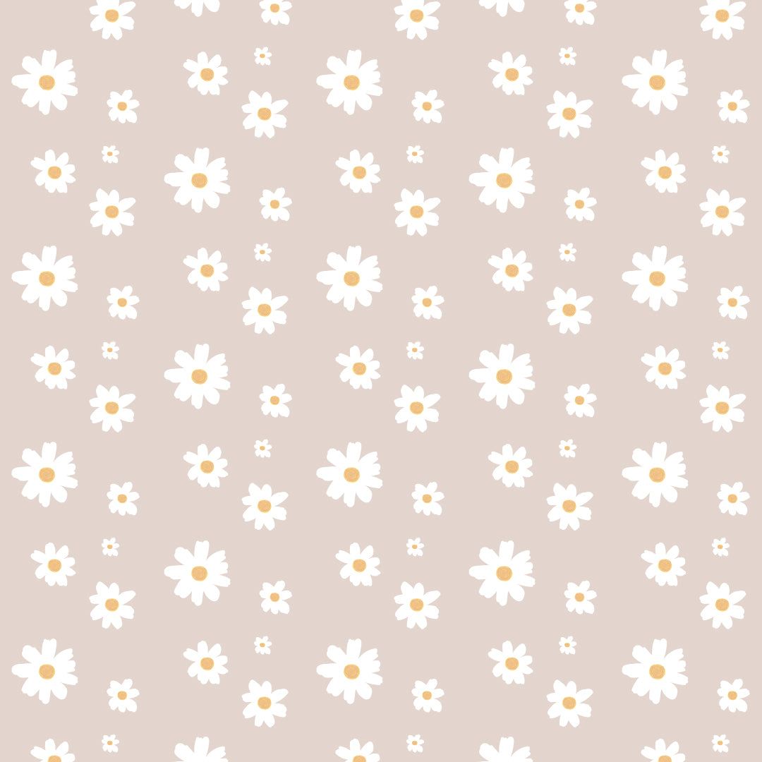 1080x1080 Wallpaper with daisies for girl's room BEIGE
