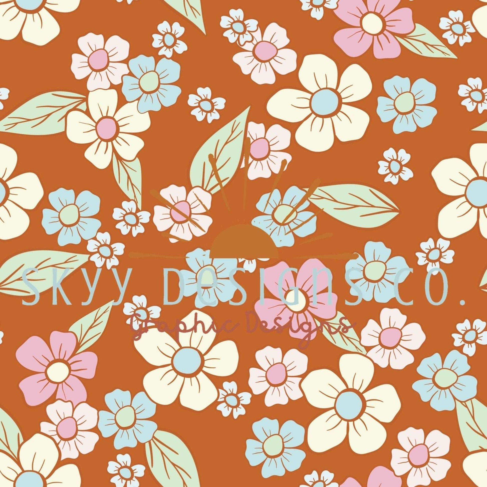 1946x1946 Pastel and brown daisy digital seamless pattern for fabrics and wallpa