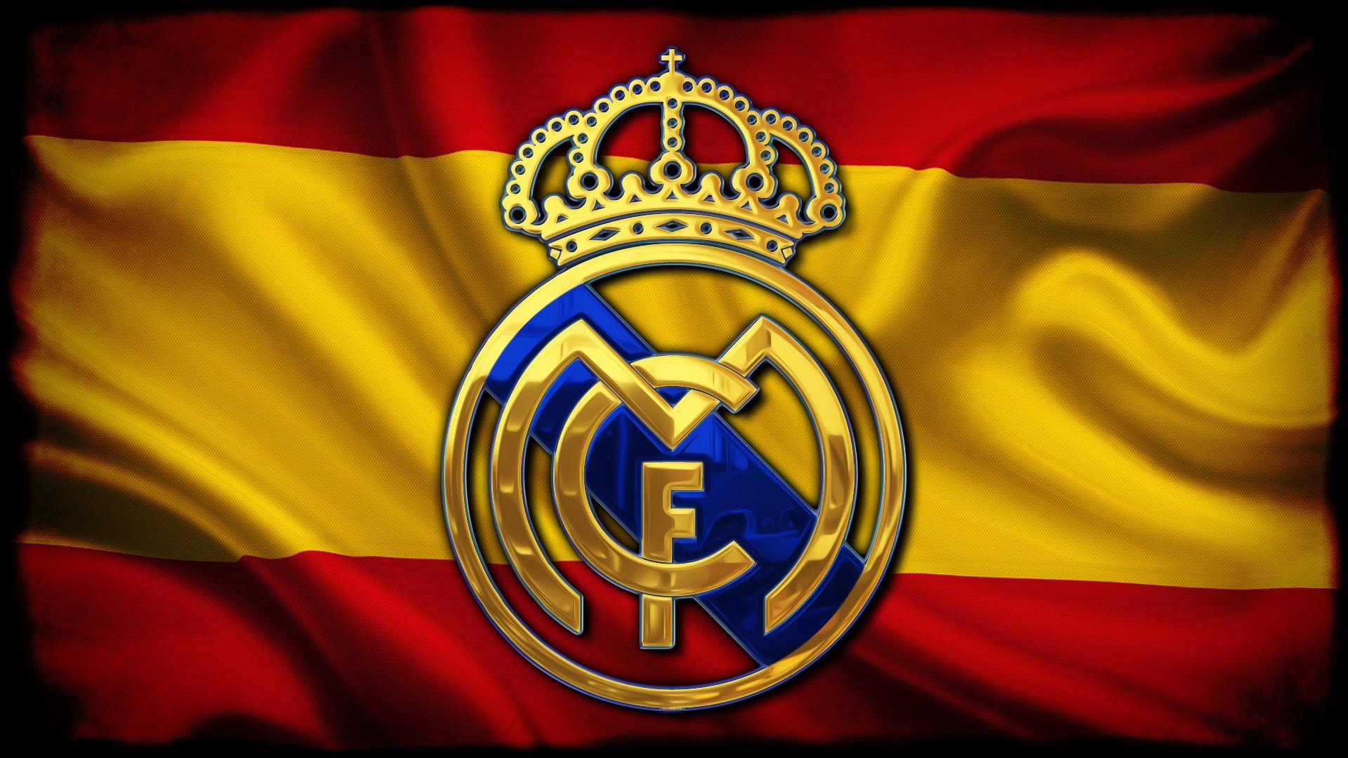 1920x1080 Real Madrid logo in Spain flag Wallpaper for Desktop