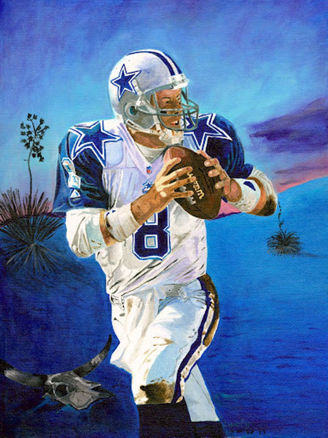 1080x1440 Troy Aikman, Dallas Cowboys, Art, Print, Giclee, 8x10