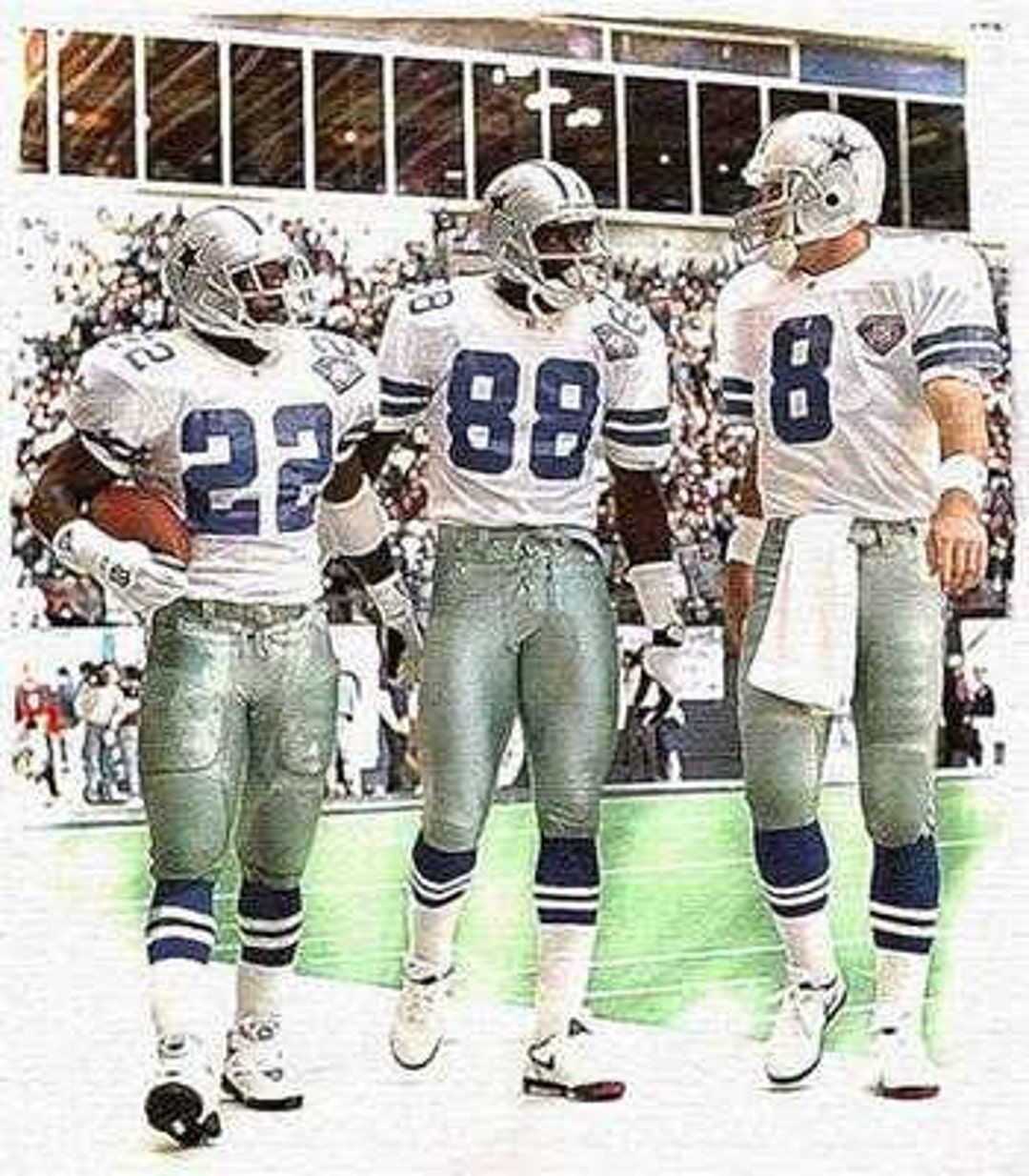 1080x1234 Trio Dallas Cowboys Art Print, Aikman, Irvin, Smith