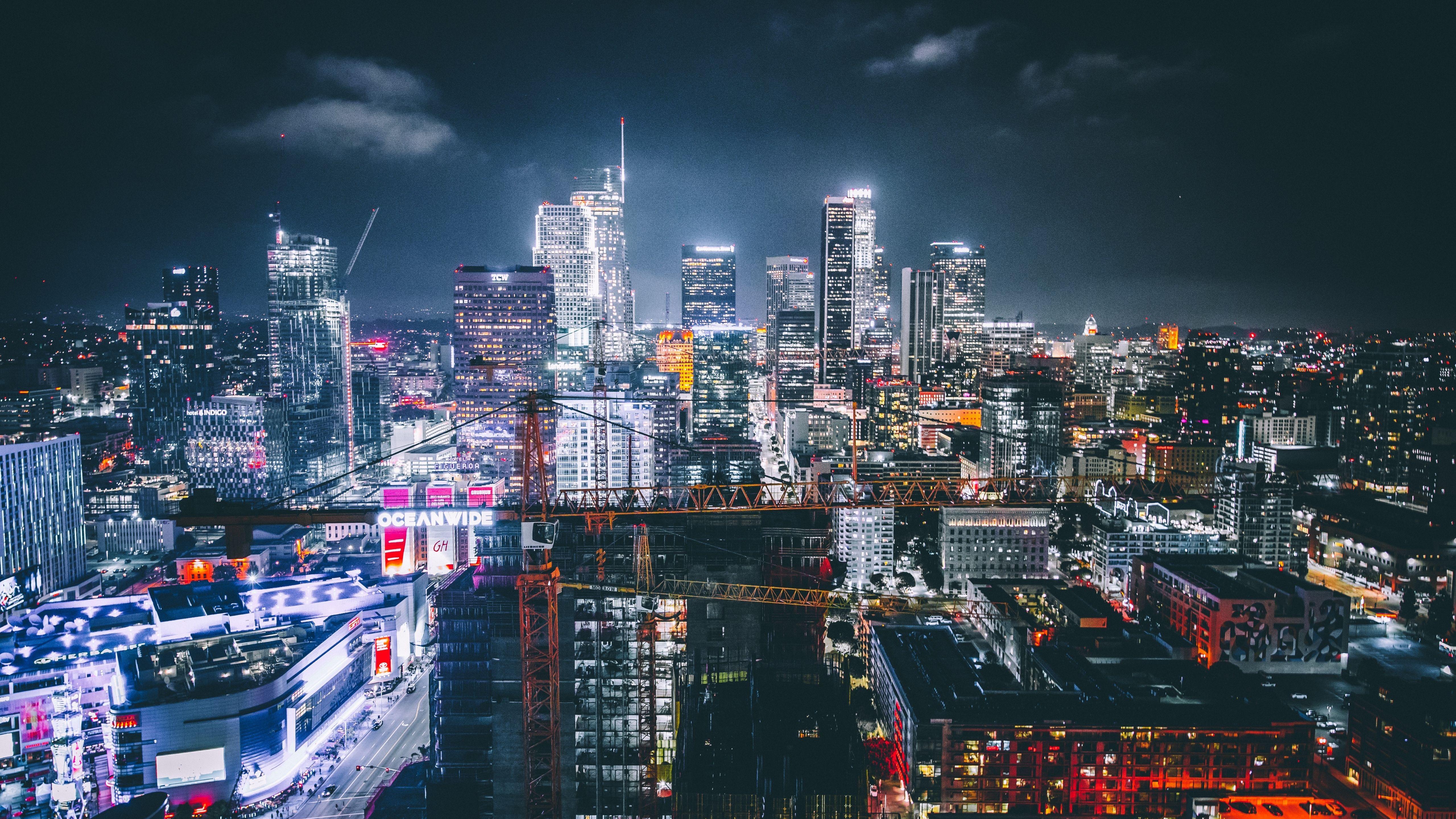 5120x2880 Download 5120x2880 wallpaper buildings, night, los angeles, 5k