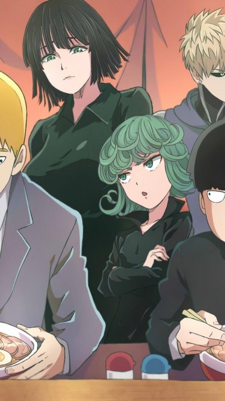 750x1334 Saitama Tatsumaki, Genos, Fubuki, Crossover, Mob Psycho