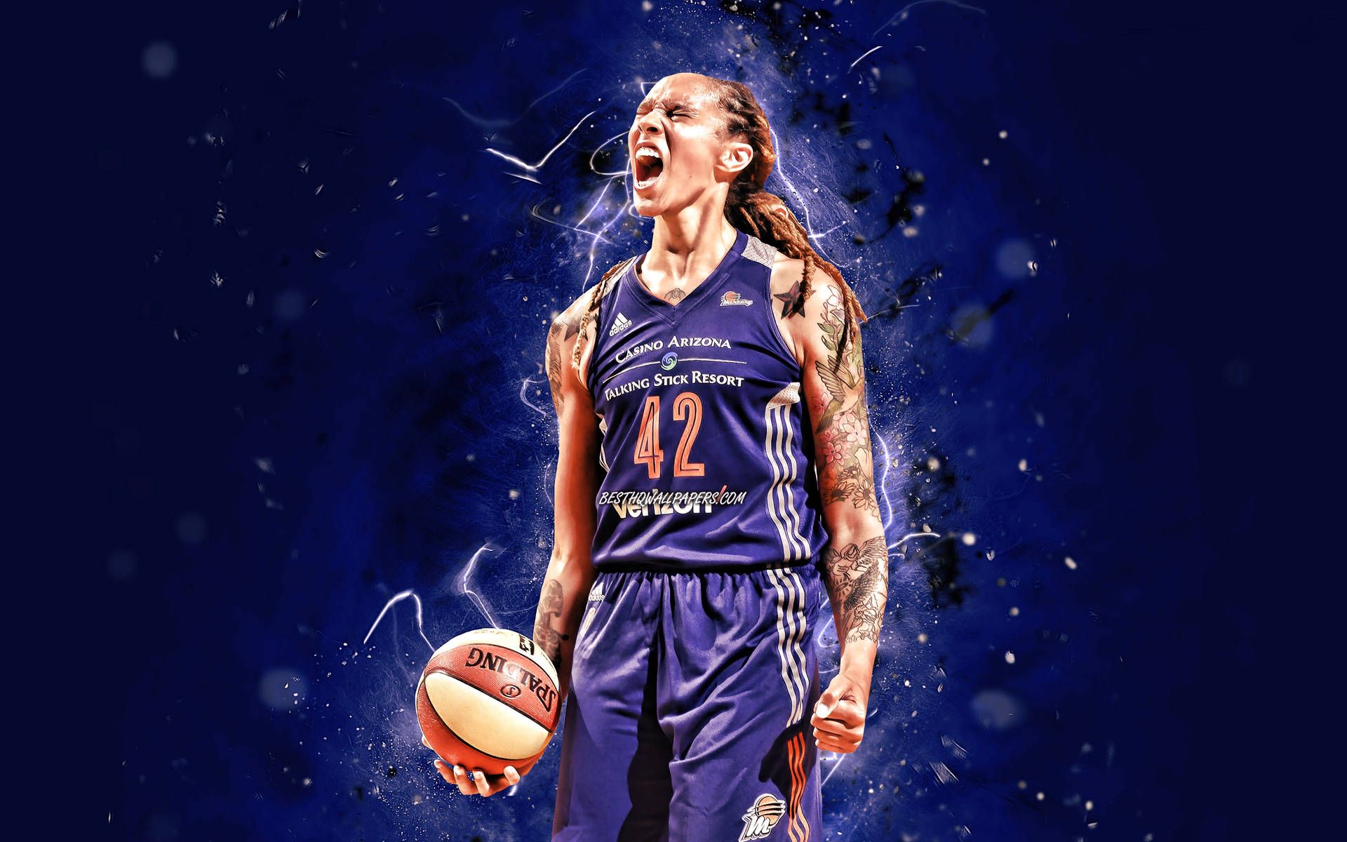 1920x1200 Download Brittney Griner Phoenix Mercury Blue Background Wallpaper