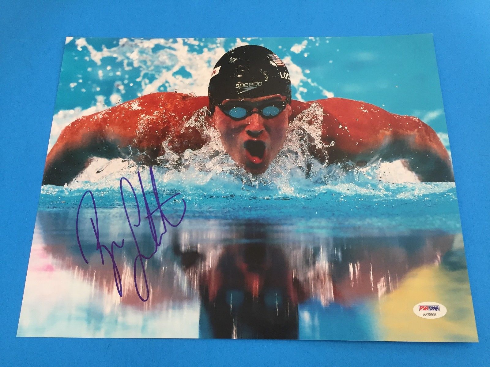 1600x1200 Ryan Lochte Gold Medal Swimming 11x14 PHOTO Signed Auto PSA DNA Sticker Only
