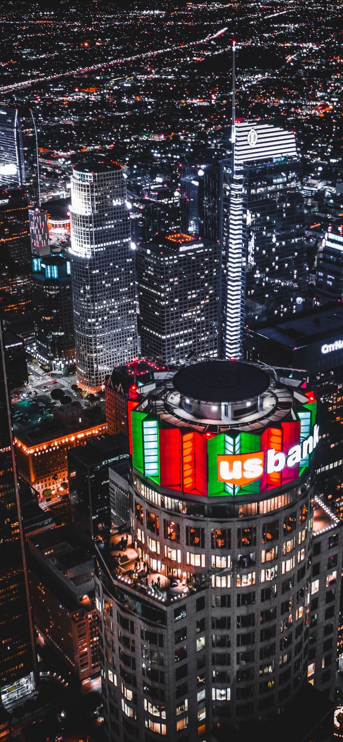 1125x2436 Los Angeles, Aerial View, Buildings, Cityscape, Wallpaper