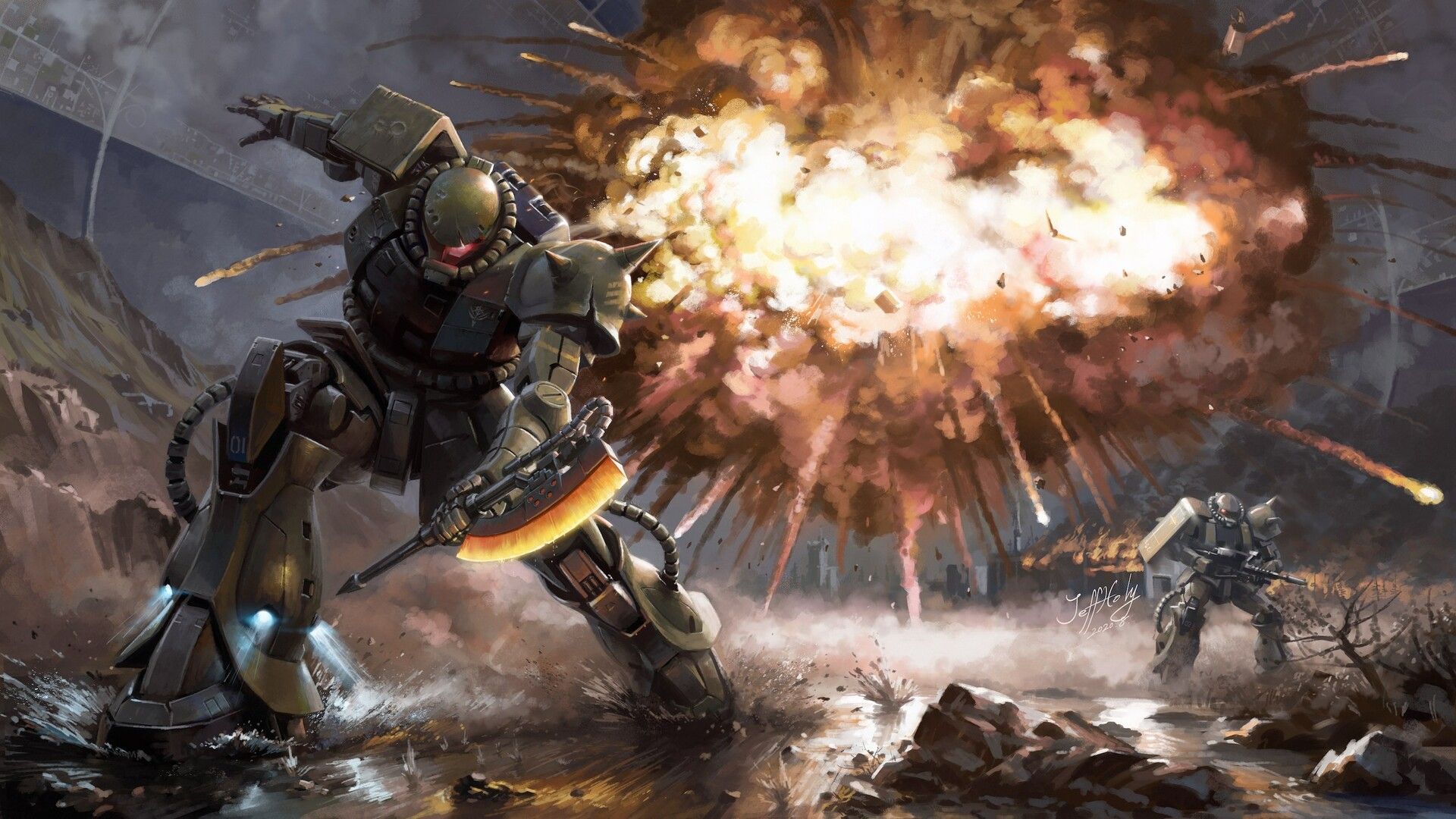 1920x1080 MS 06 Zaku II Suit Gundam Wallpaper By Jeffholy Anime Image Board