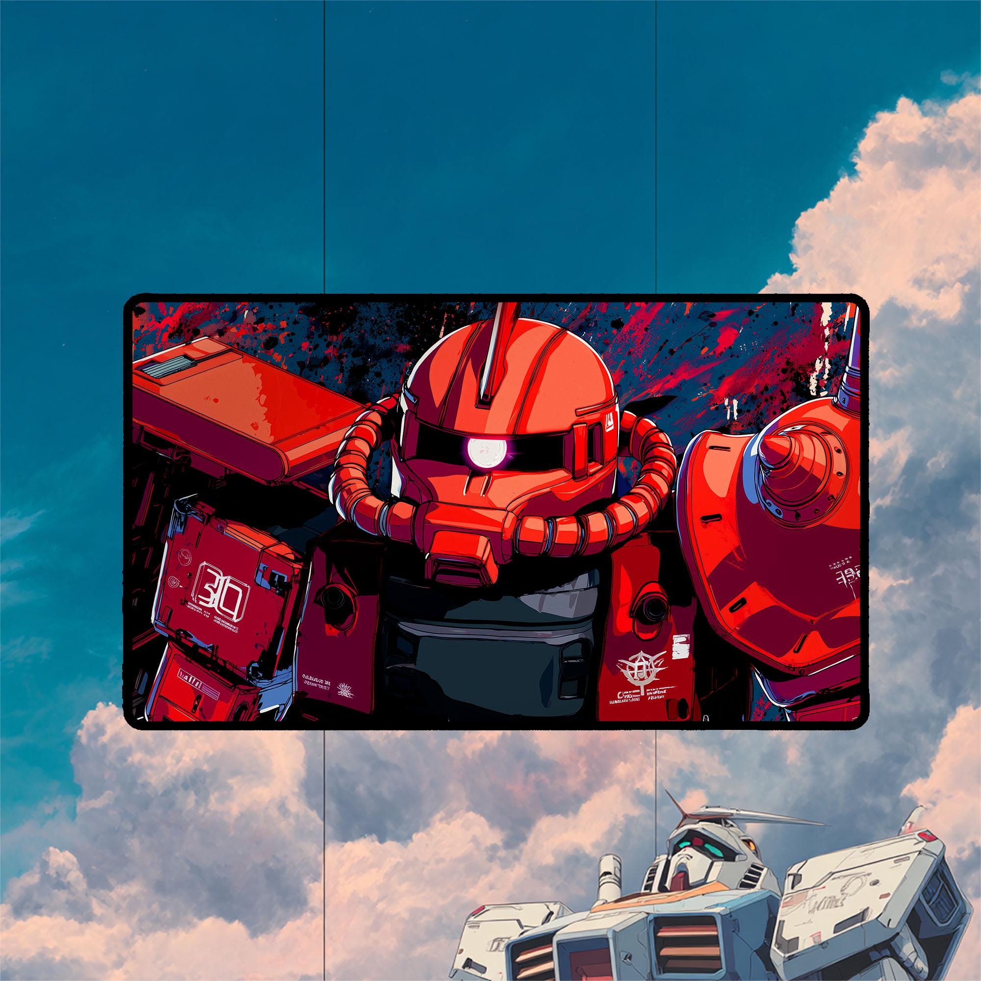 2000x2000 Red Comet Mobile Suit Playmat. Gundam TCG Card Game Mat