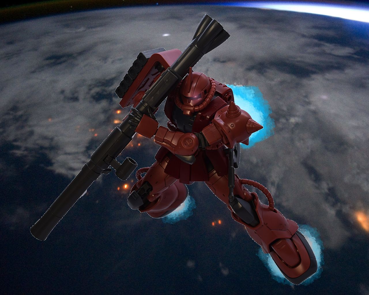 1280x1024 Elemental Cheese: Gunpla Review: HGUC Char's Zaku II ver. Origin
