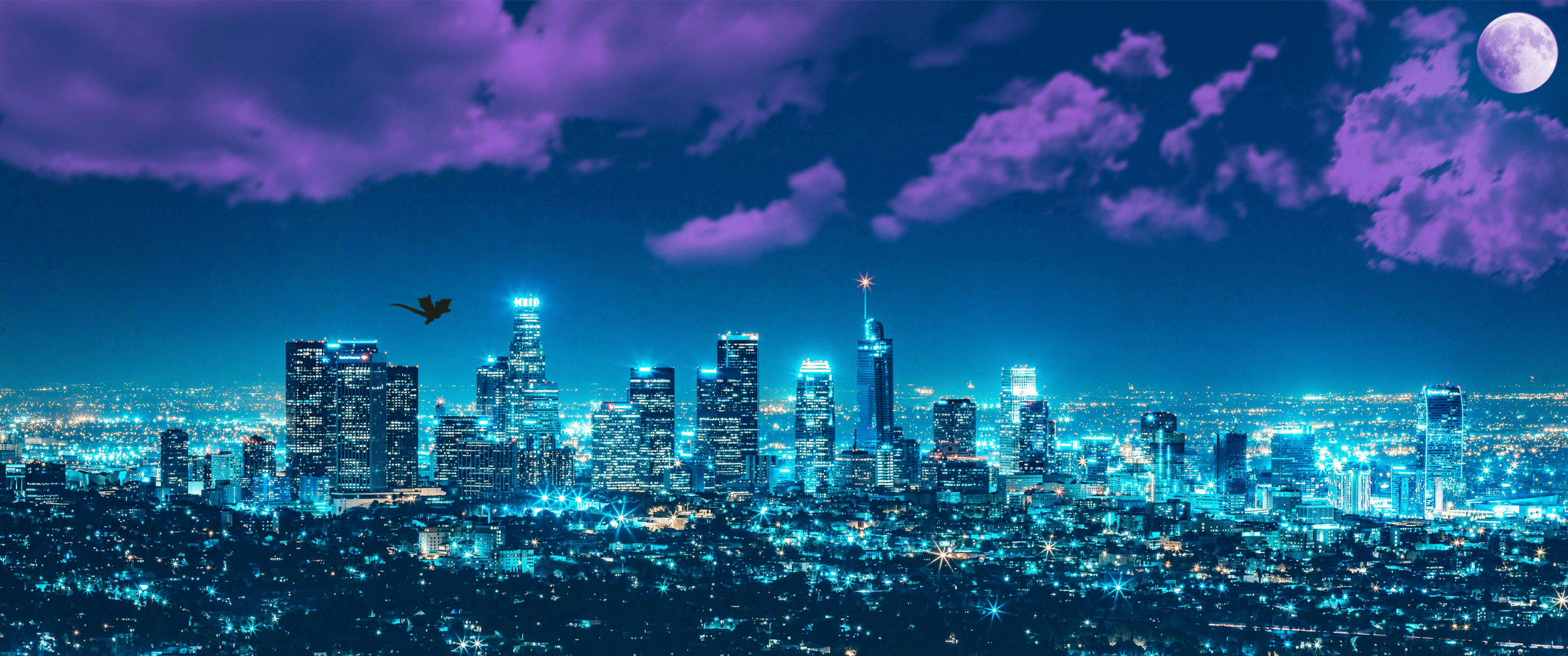 3440x1440 Los Angeles Night Cityscape [3440x1440]