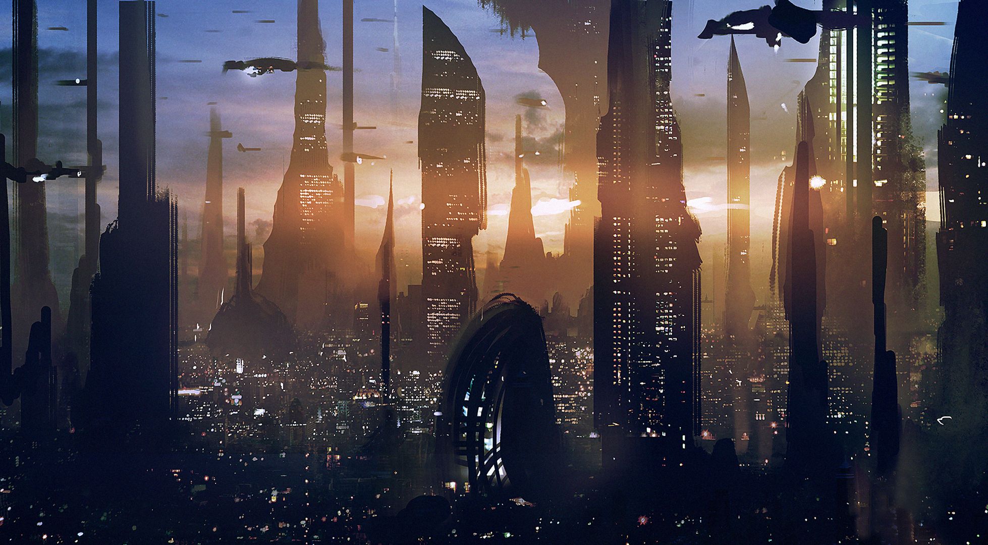 1958x1080 Wallpaper Star Wars, skyscraper, Coruscant for mobile and desktop, section фантастика, resolution 1958x1080