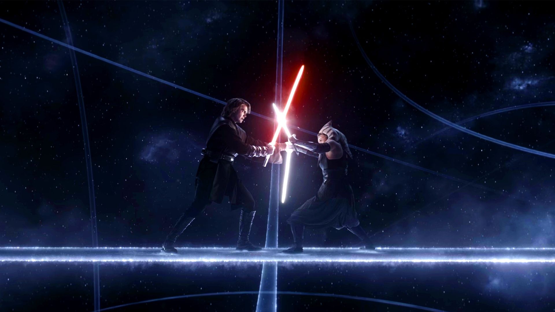 1920x1080 Wallpaper dark, light, darth, Darth Vader, Rosario Dawson, fight, lightsaber, jedi for mobile and desktop, section фильмы, resolution 1920x1080