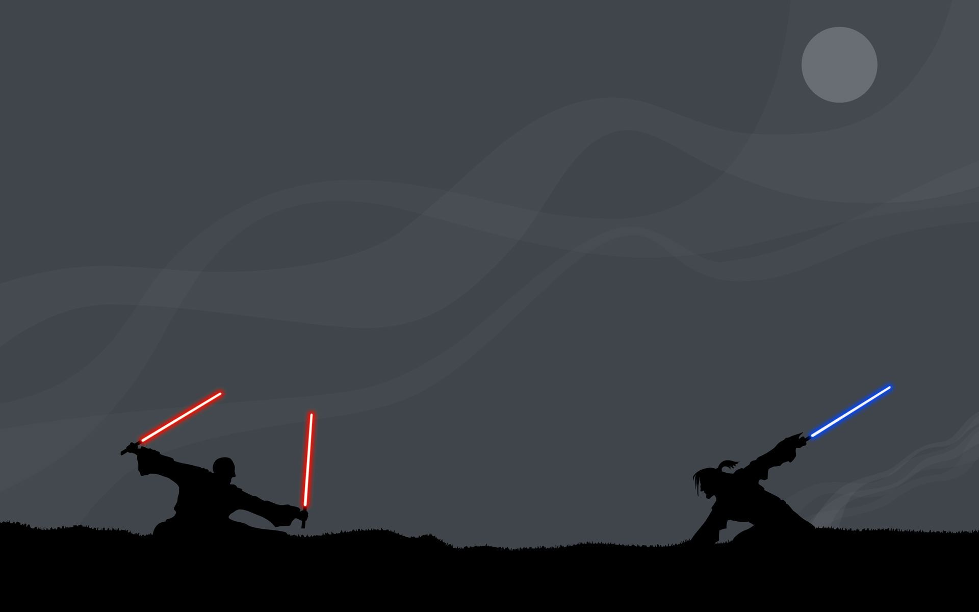 1920x1200 Lightsaber Duel Silhouette Wallpaper