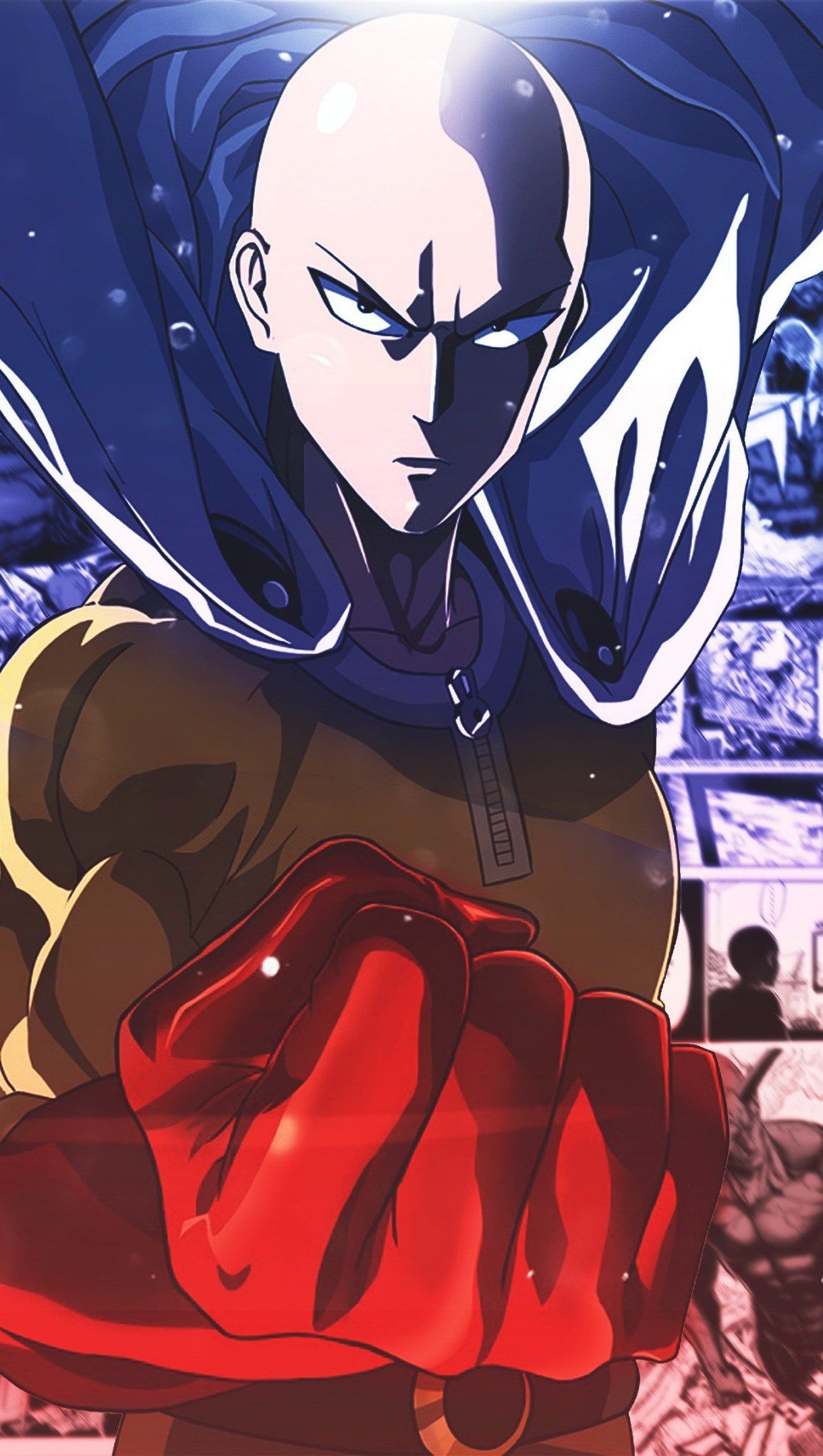 1220x2160 Saitama One Punch Man Anime Wallpaper 4K for iPhone and Mobile Phone