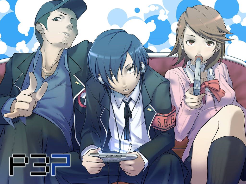 1024x768 Download PSP Persona 3 Minato Junpei Yukari Wallpaper