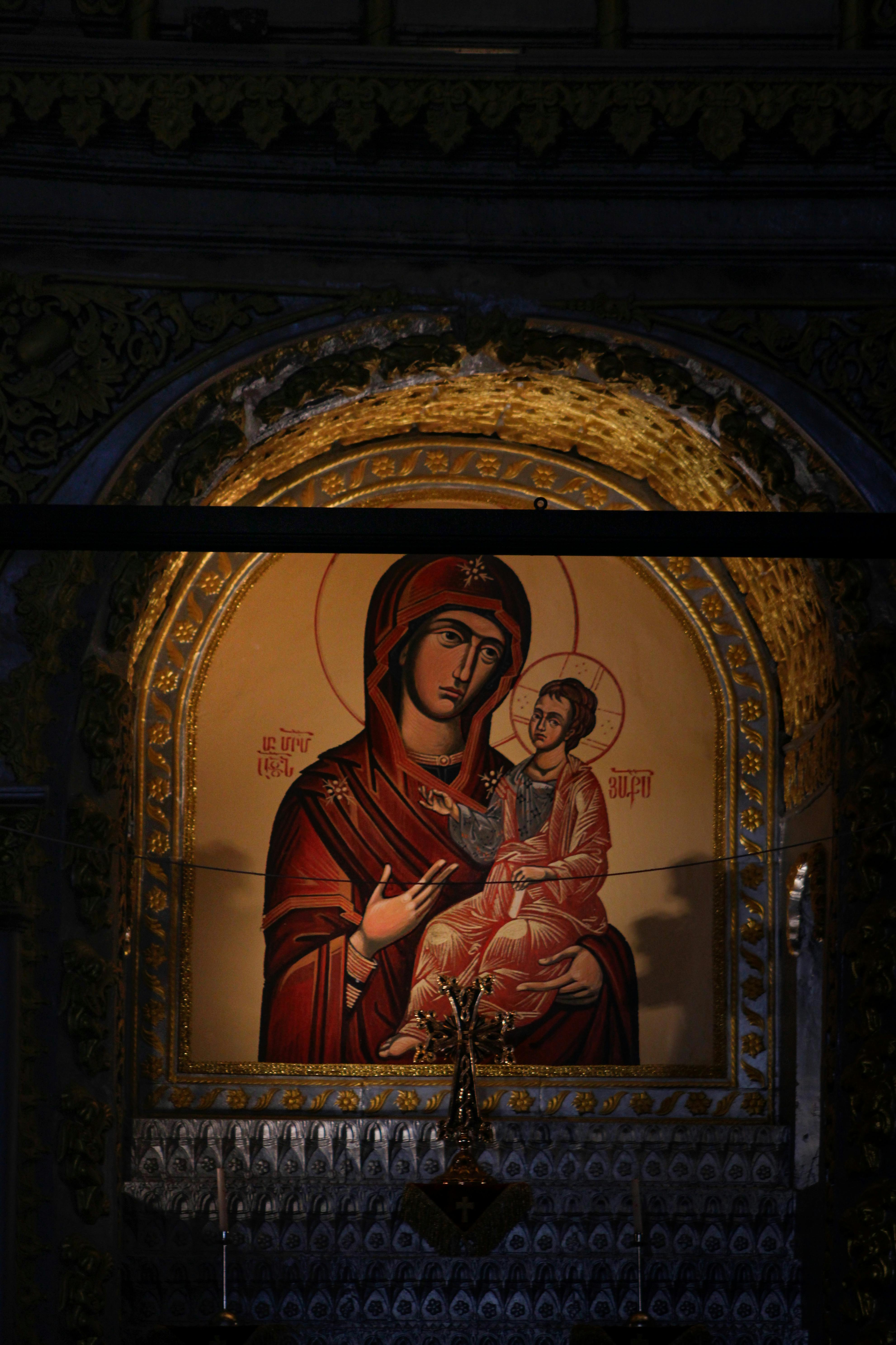 3963x5946 Orthodox Icon Depicting Virgin Mary and Jesus · Free