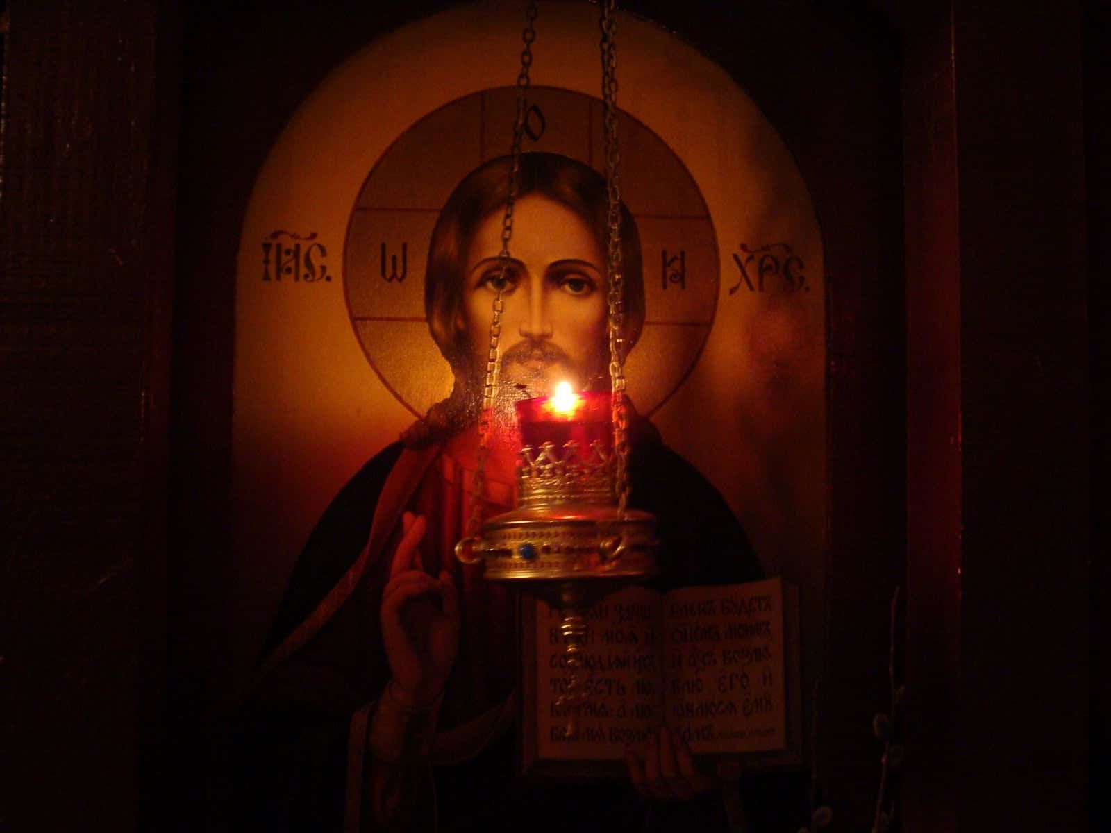 1600x1200 Download Orthodox Iconand Vigil Lamp Wallpaper
