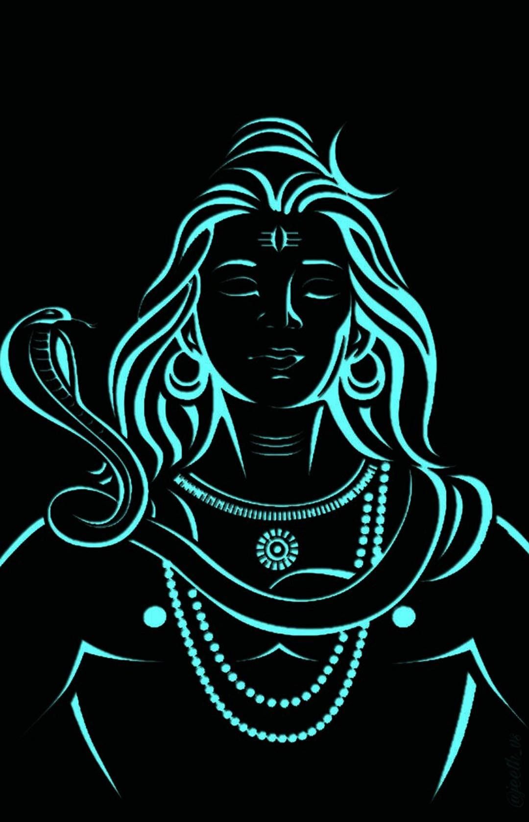 1080x1677 Download Shiva God Of Mahakal In Neon HD Wallpaper