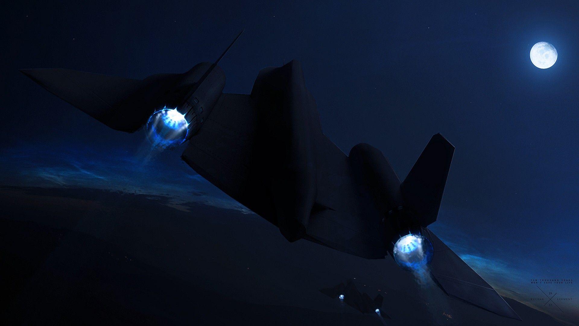 1920x1080 Aircraft, Stealth, Moon, SR 71 Blackbird Wallpaper