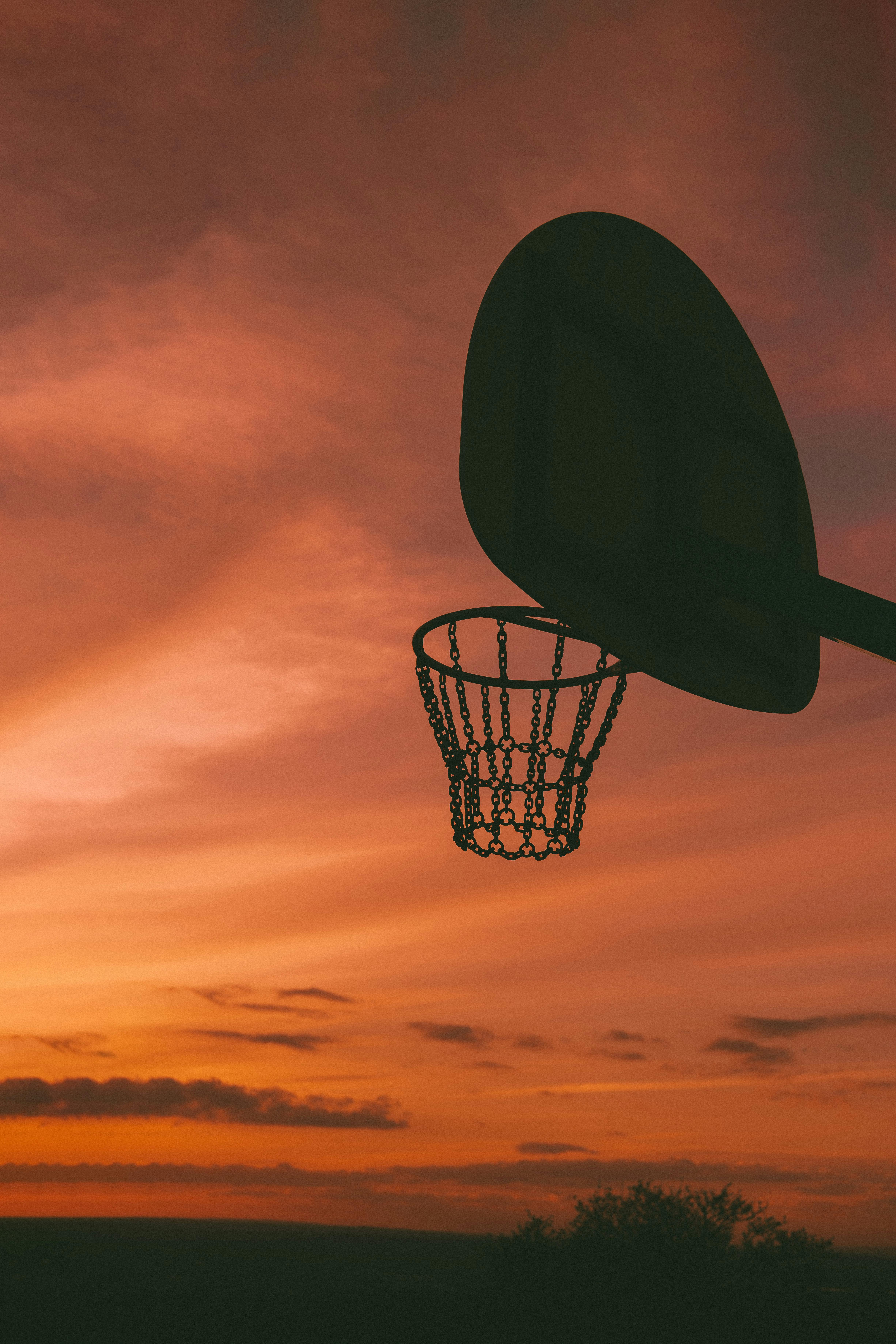 4903x7354 Silhouette of Basketball Net on Sunset · Free