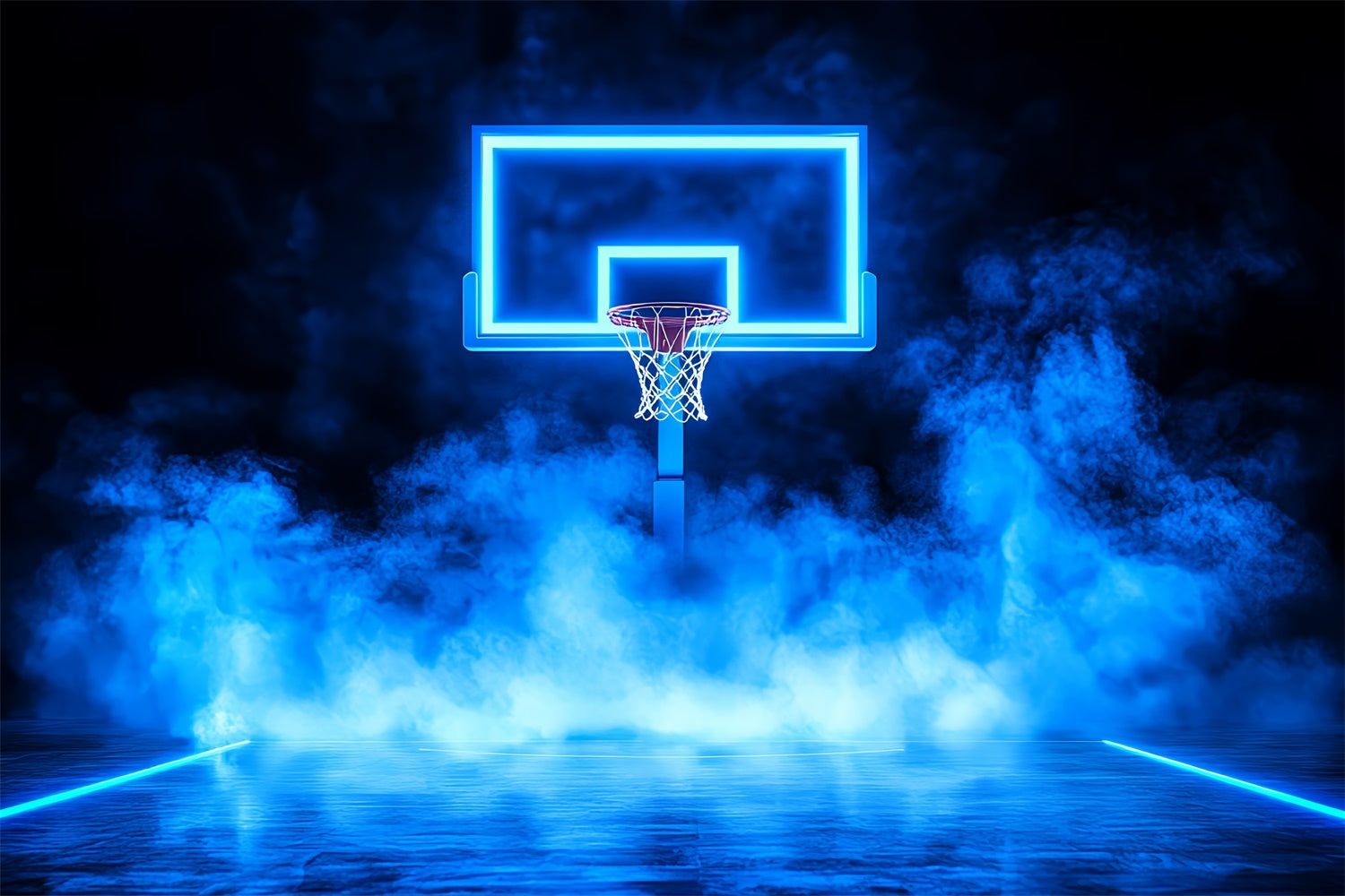 1500x1000 Basketball Court Backdrop Neon Basketball Hoop Backdrop CSH4 382