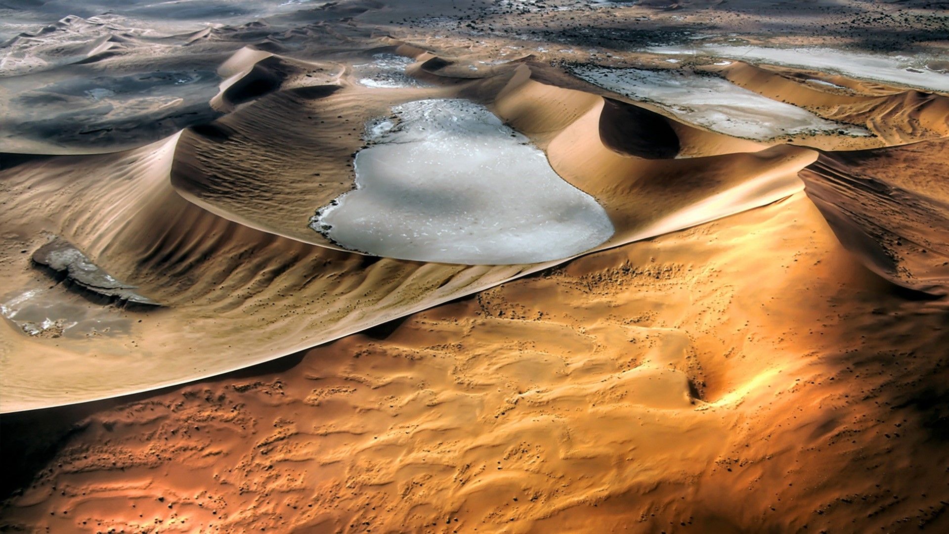 1920x1080 Bird view of Namibian sand dunes, Namibia desert landscape. Windows Spotlight Image