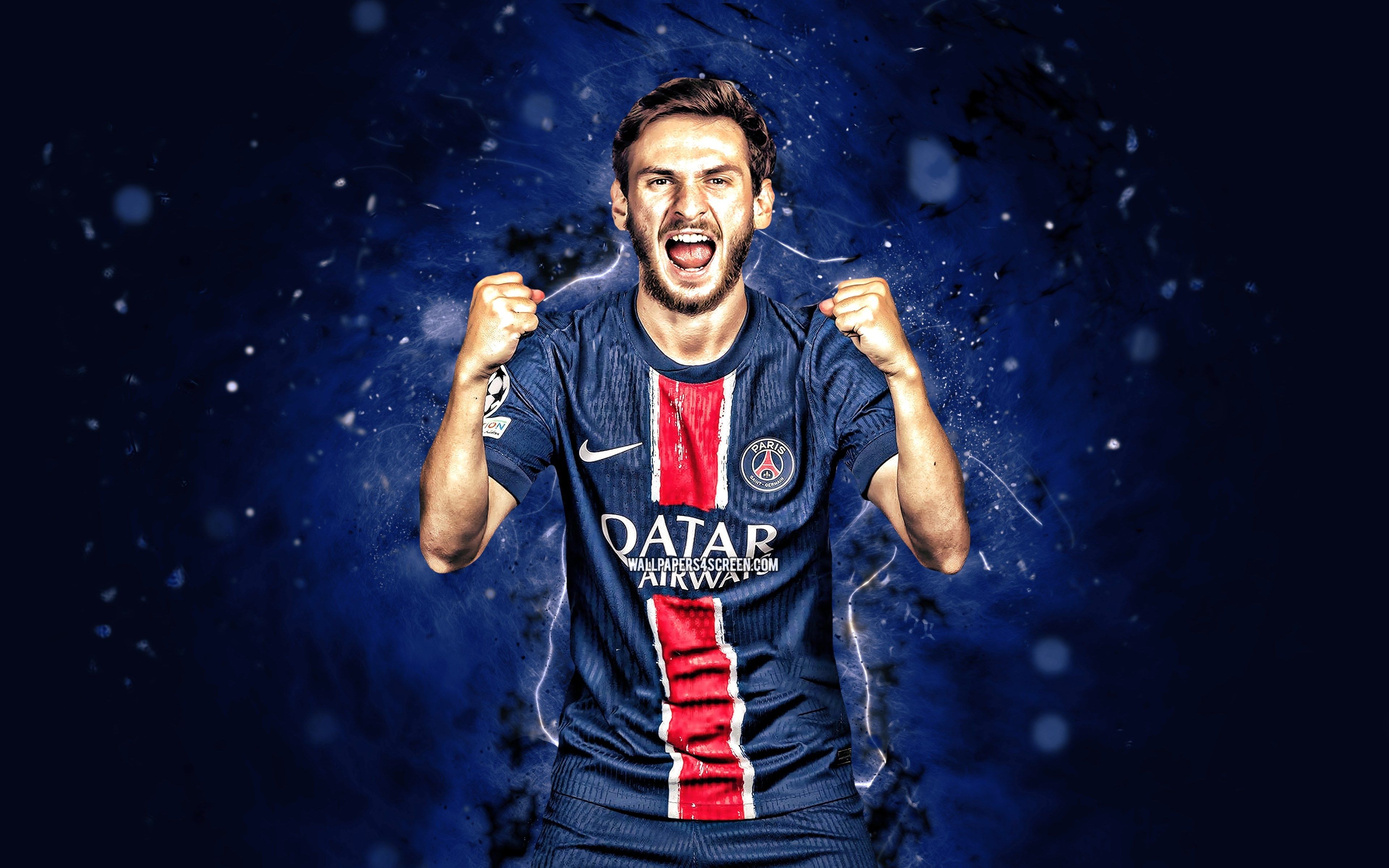 3840x2400 Wallpaper Paris, football, soccer, Sport, PSG, Georgian, Khvicha Kvaratskhelia, Kvararatskhelia for mobile and desktop, section спорт, resolution 3840x2400