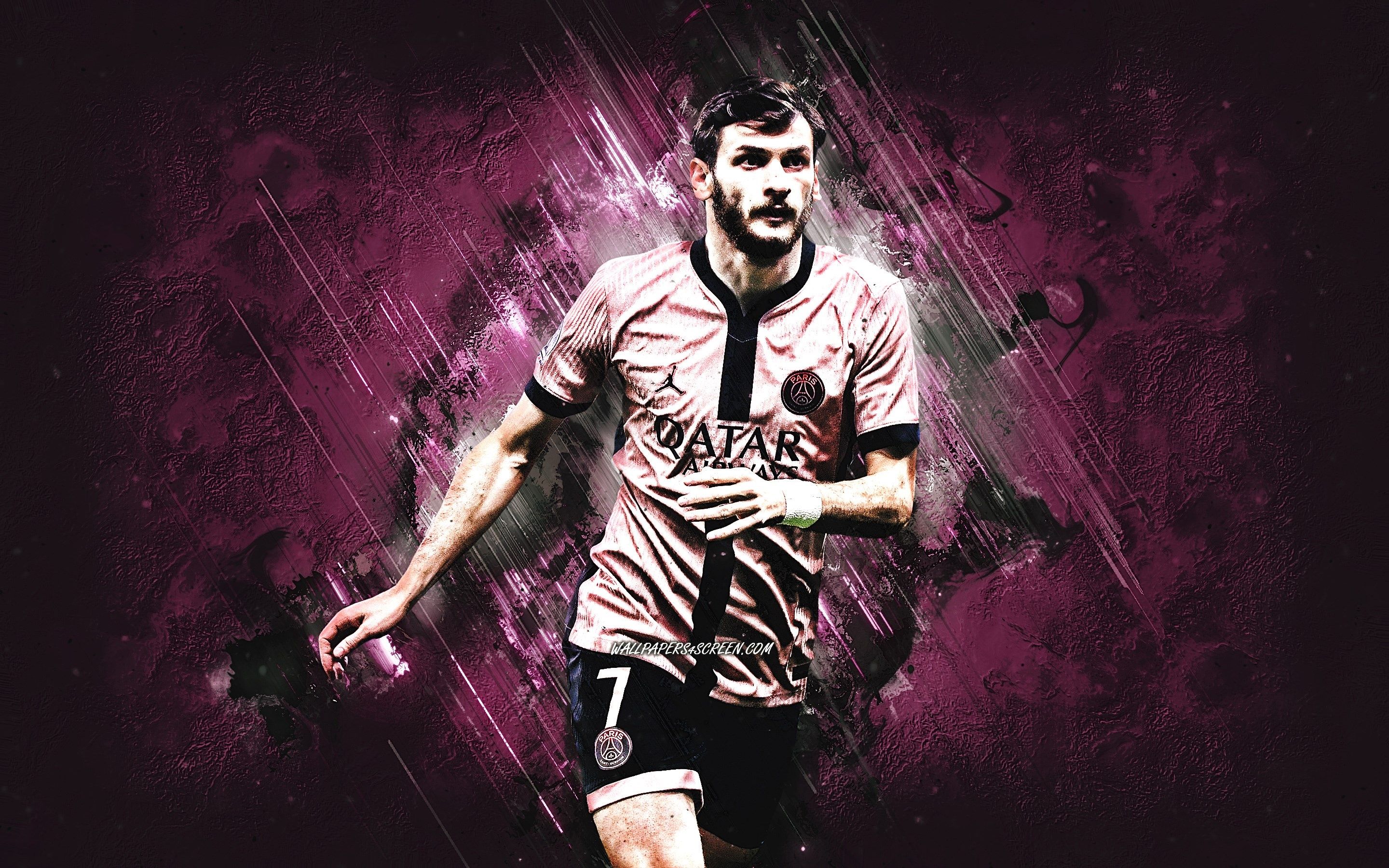 2880x1800 Wallpaper Paris, Pink, Football, Soccer, PSG, Paris Saint Germain, Khvicha Kvaratskhelia, Fourth For Mobile And Desktop, Section спорт, Resolution 2880x1800