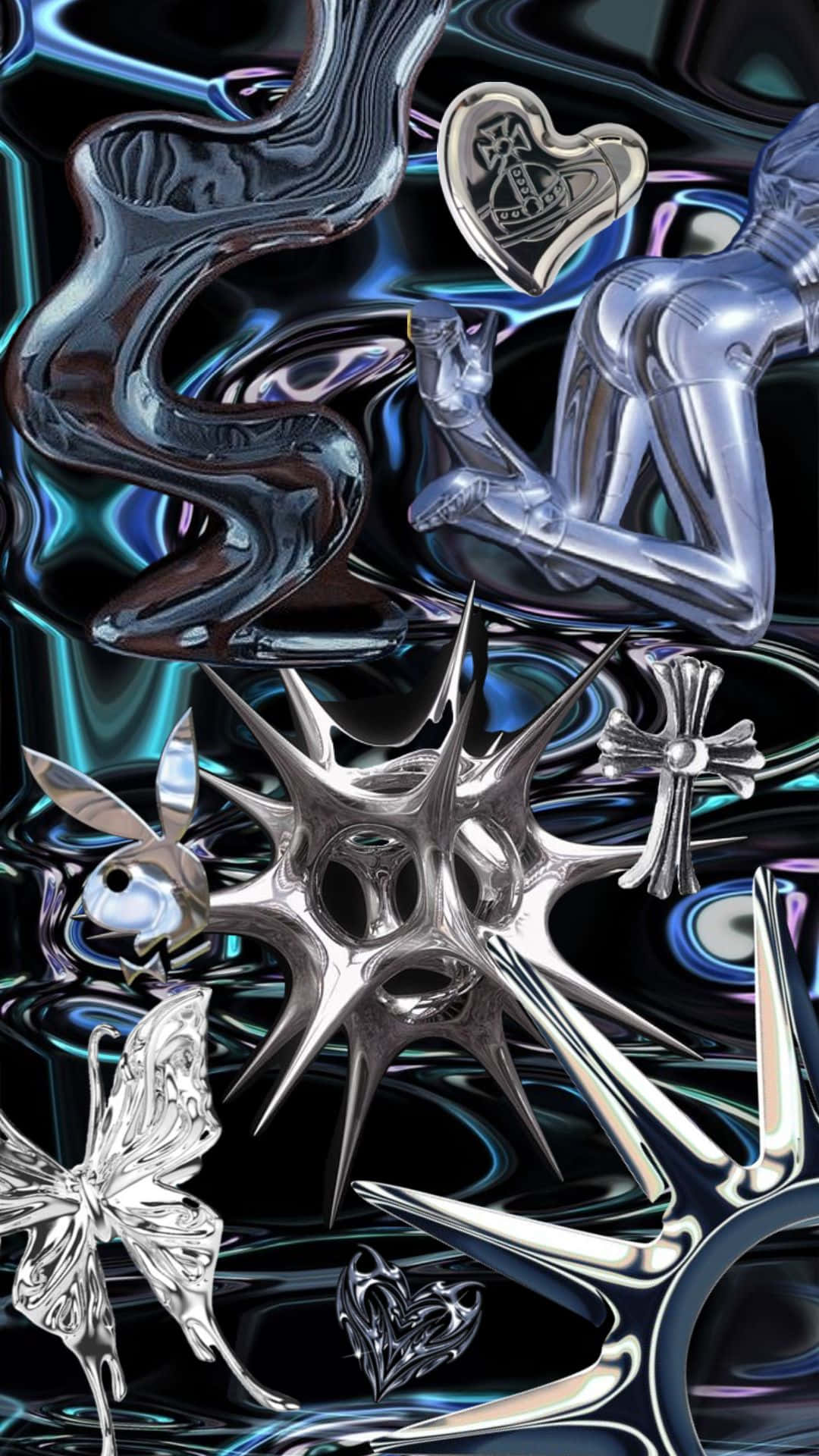 1080x1920 Download Abstract Chrome Artwork Wallpaper
