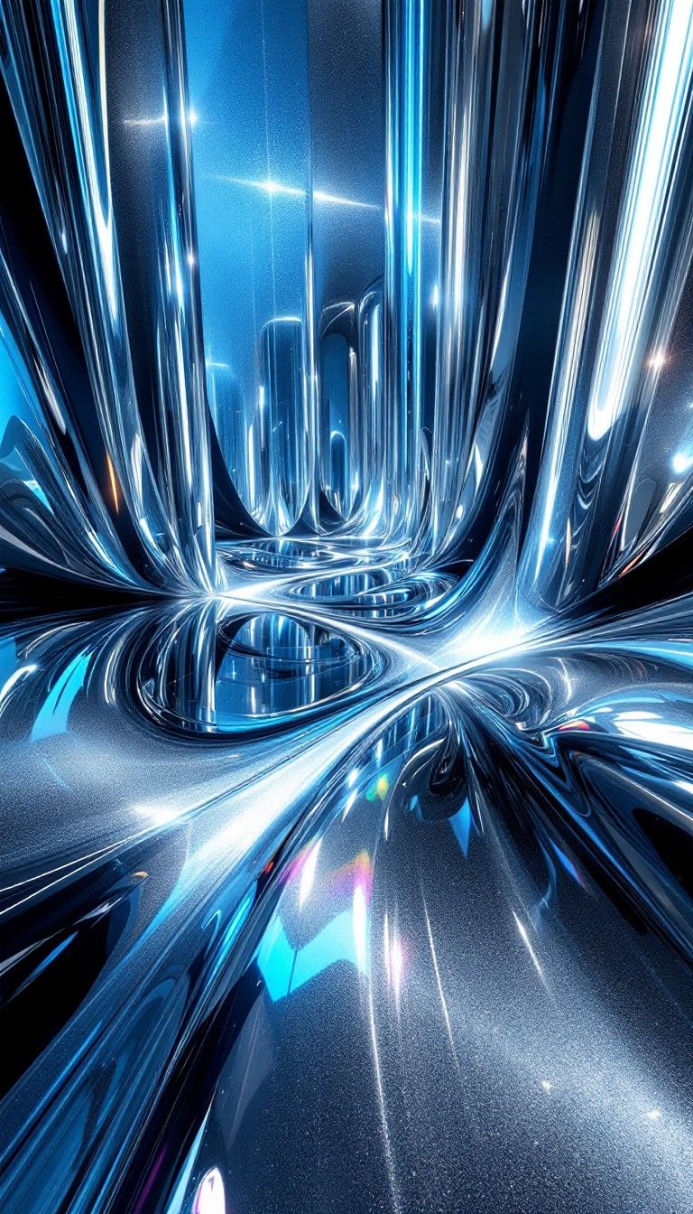 768x1344 Free Chrome Light Tunnel Image, Metallic, Blue