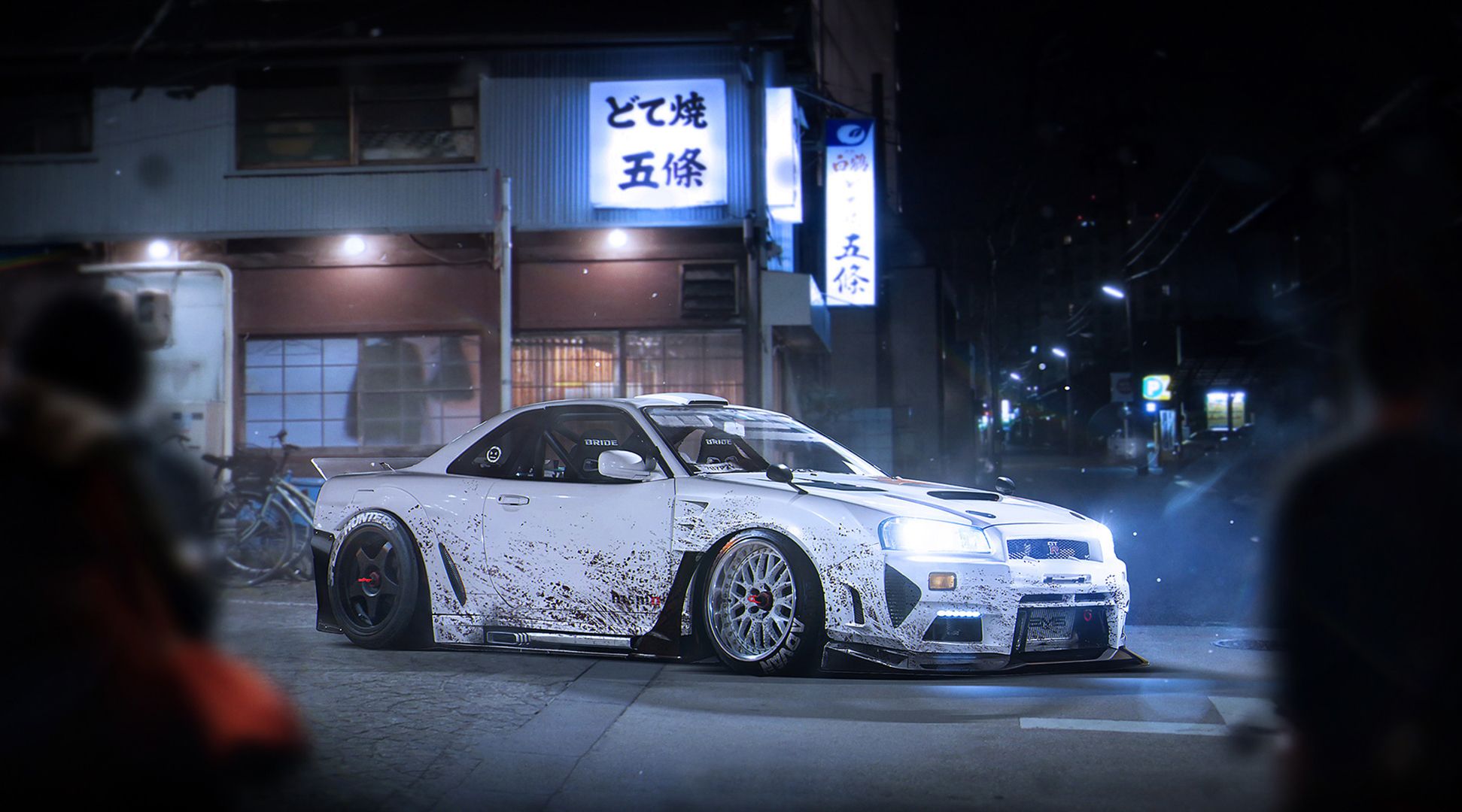 1943x1080 Wallpaper car, Japan, Nissan, white, skyline, tuning, Future, Sport for mobile and desktop, section nissan, resolution 1943x1080