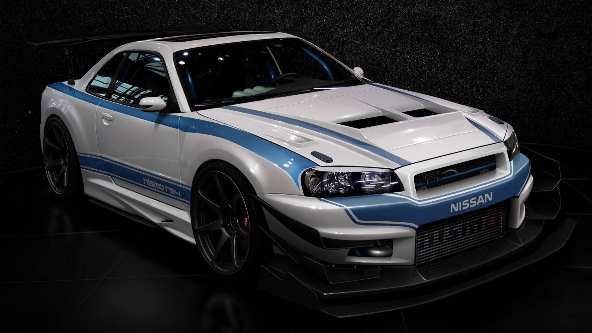 1920x1080 Download Blue And White Nissan Skyline Car Wallpaper