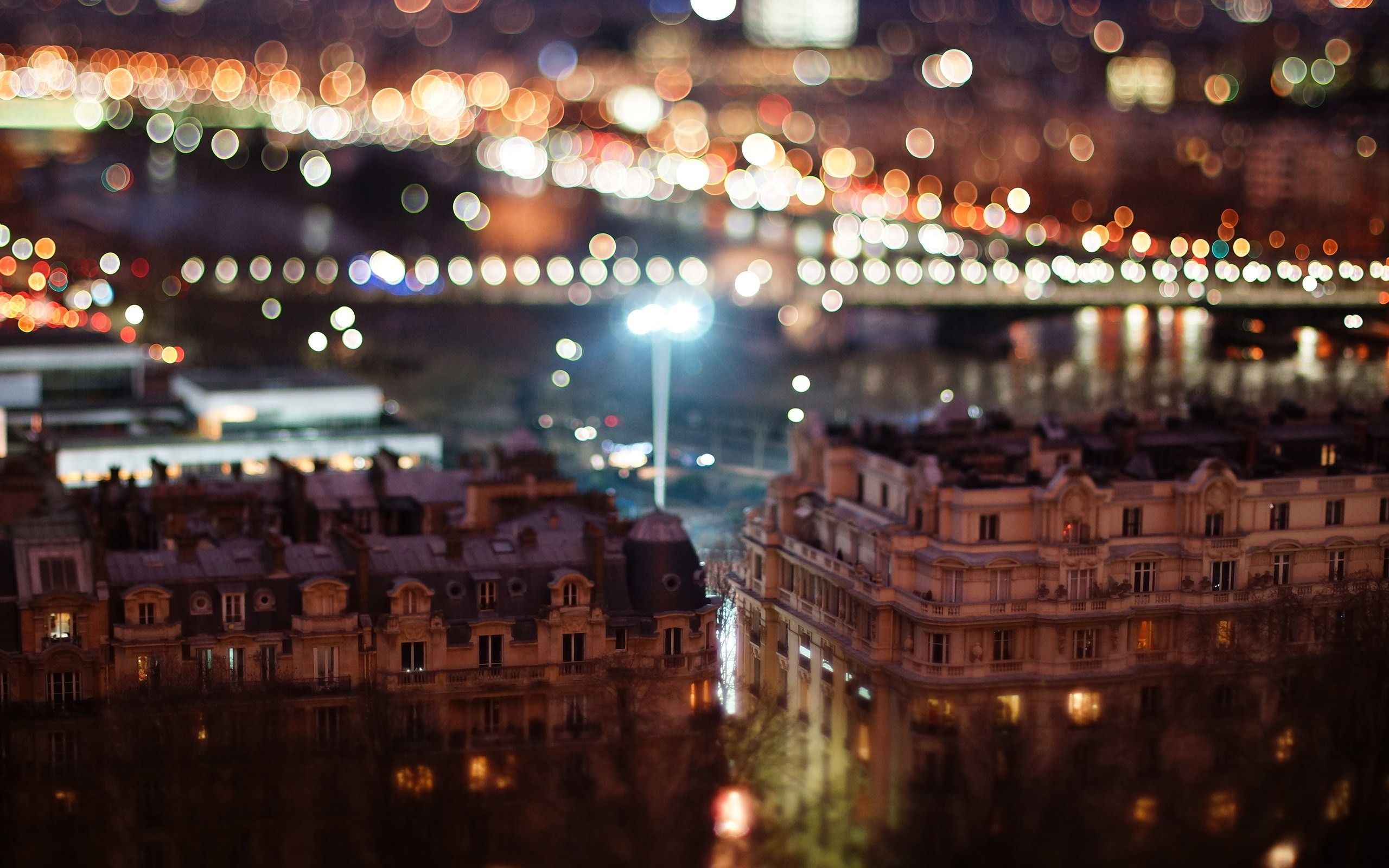 2560x1600 Buildings Tilt Shift Shift City Night Bokeh Photography Wallpaper