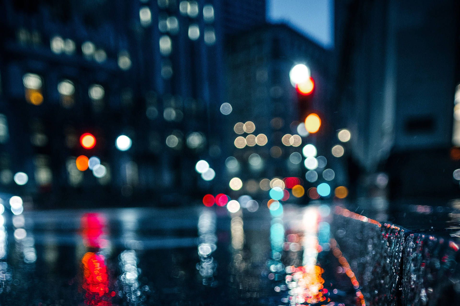 1920x1280 Download 1920 X 1080 Night City Bokeh Wet Pavement Wallpaper