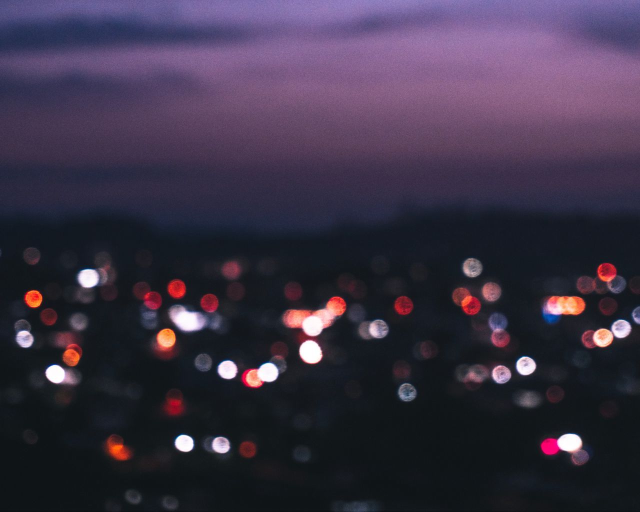 1280x1024 Download wallpaper 1280x1024 night city, lights, blur, glare, bokeh standard 5:4 HD background